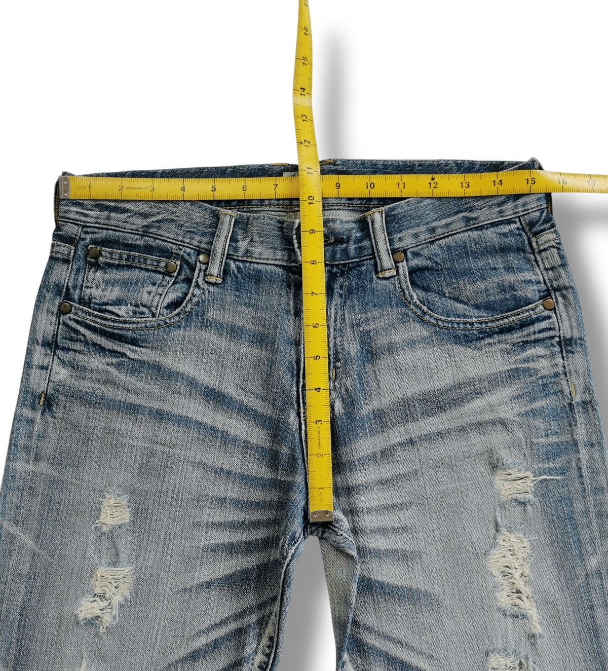Japanese Brand THREE DOTS TURQUOISE JAPAN DISTRESSED JEANS Size US 30 / EU 46 - 8 Thumbnail