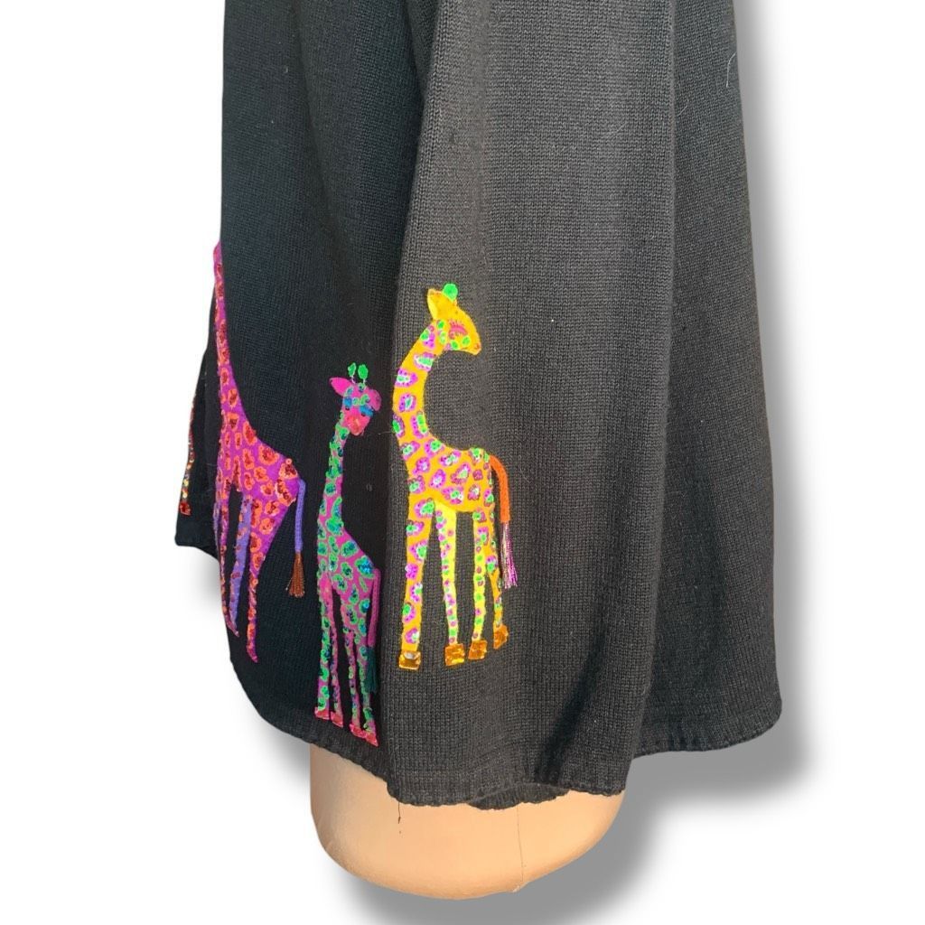 Vintage Vintage Michael Simon Embroidered Cardigan Sweater Black Col Size 4XL / US 24-26 - 4 Thumbnail