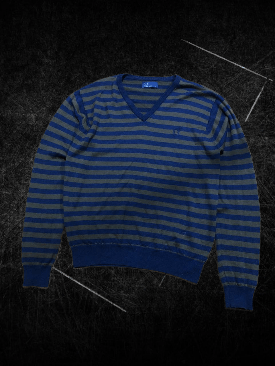 Fred Perry Fred Perry Mens Striped Jumper V-Neck Pullover Size US L / EU 52-54 / 3 - 1 Thumbnail