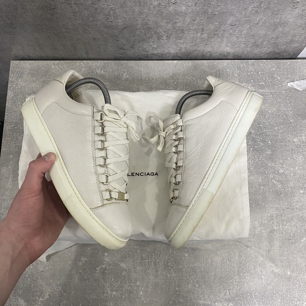 Balenciaga Arena Low Top White Leather Shoes With Box Luxury