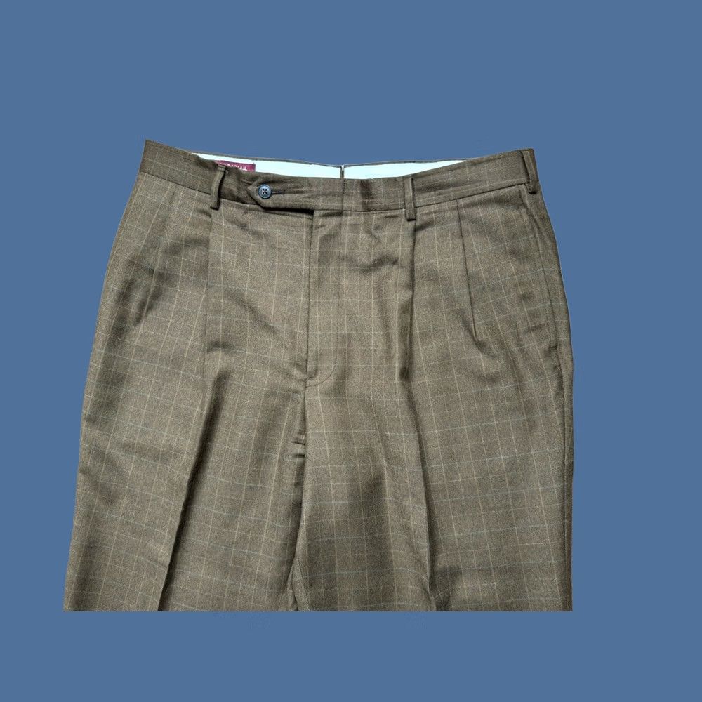 Vintage VINTAGE Corbin Wool trousers Windowpane Pants brown Pleated Cuffed 38X28 Men Dress Pants Wool Re… Size US 38 / EU 54 - 1 Thumbnail
