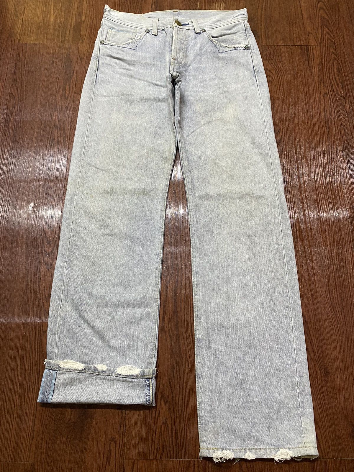Levi's Vintage Clothing Vintage Levis 705 90’s Selvedge Faded Wash Distressed Jeans Size US 29 - 1 Thumbnail