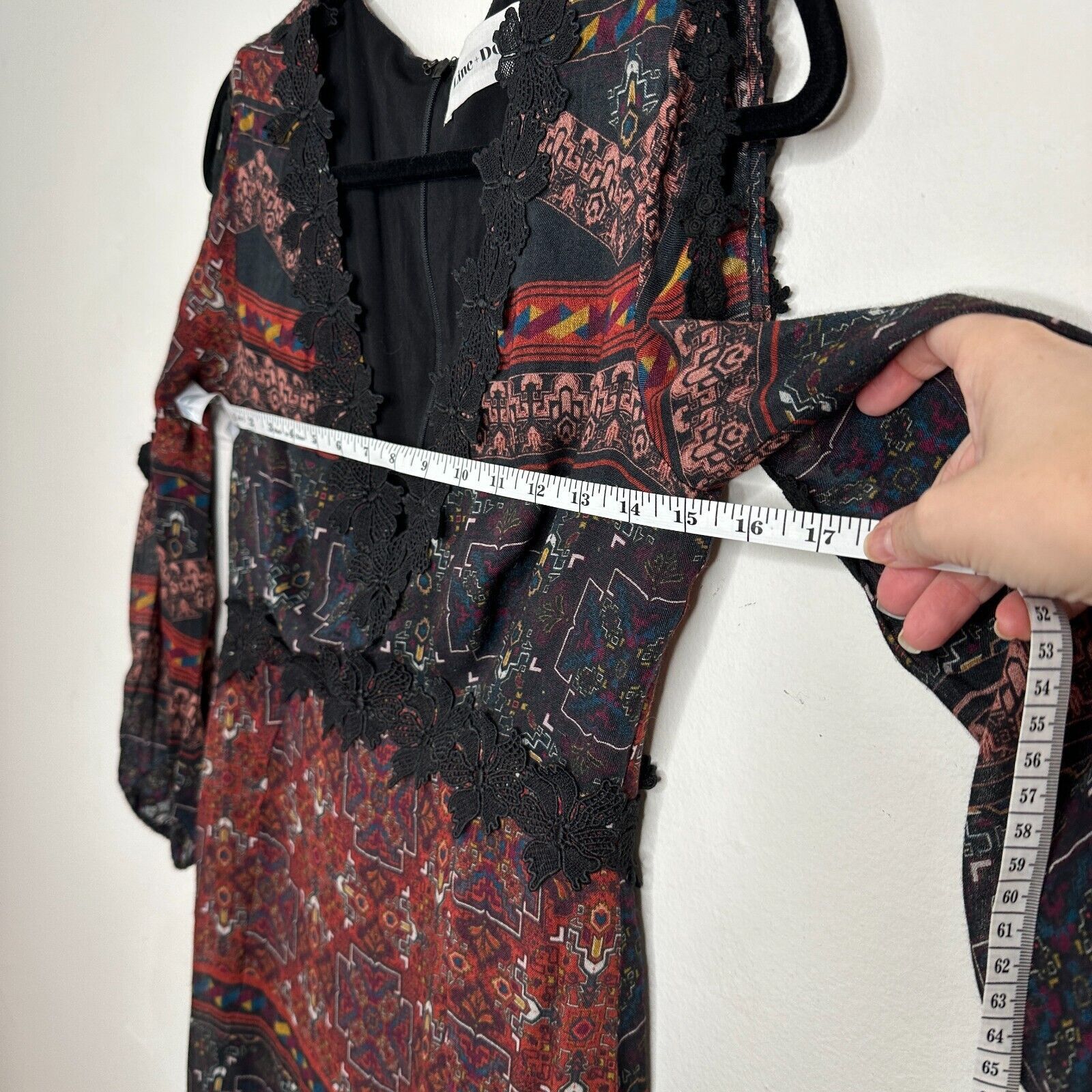 Other Line & Dot Black Rust Aztec Lace Slit Maxi Cold Shoulder M Size M / US 6-8 / IT 42-44 - 12 Thumbnail