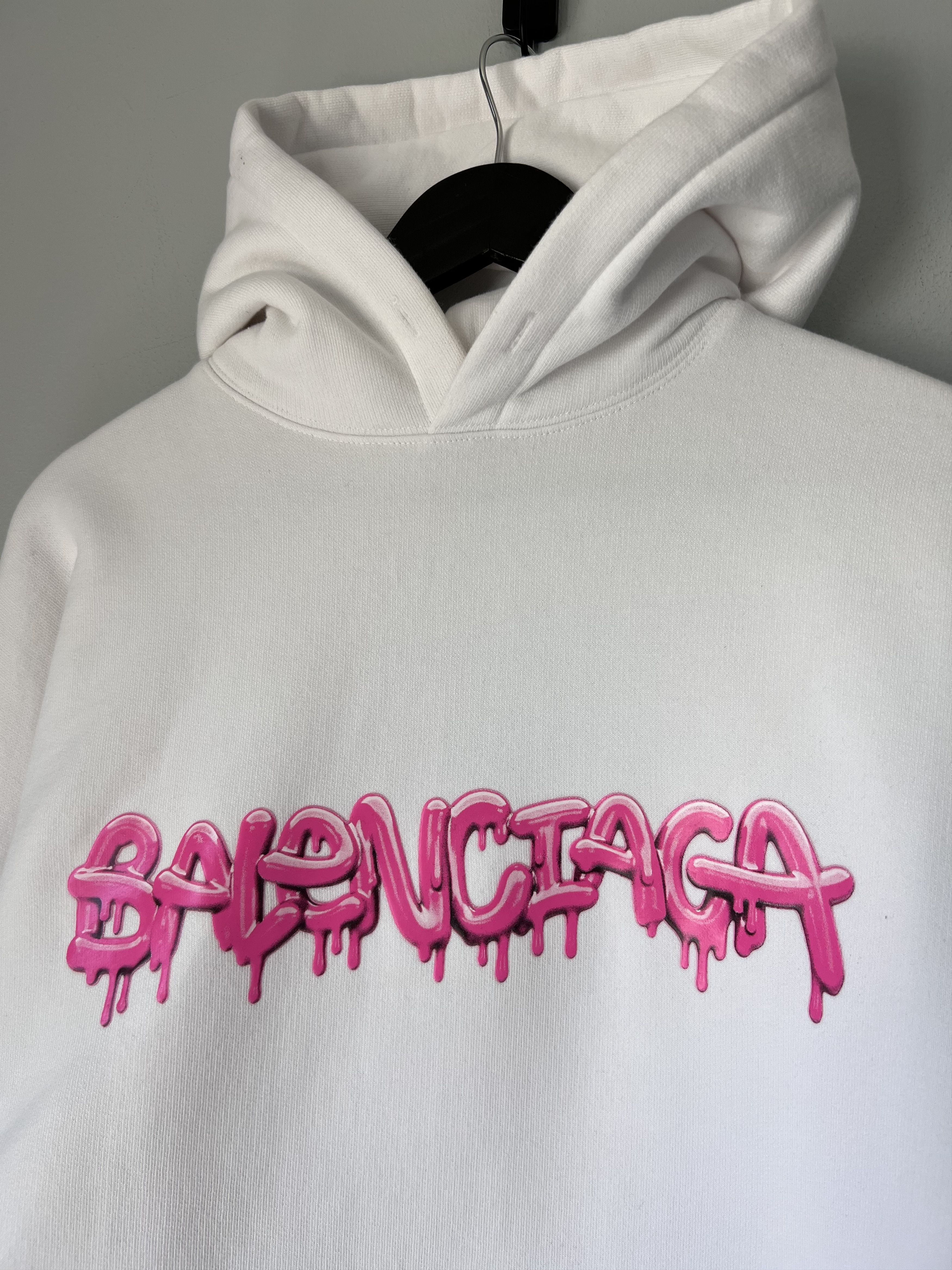 Balenciaga Balenciaga Slime Logo Hoodie in White Pink Size US S / EU 44-46 / 1 - 2 Thumbnail