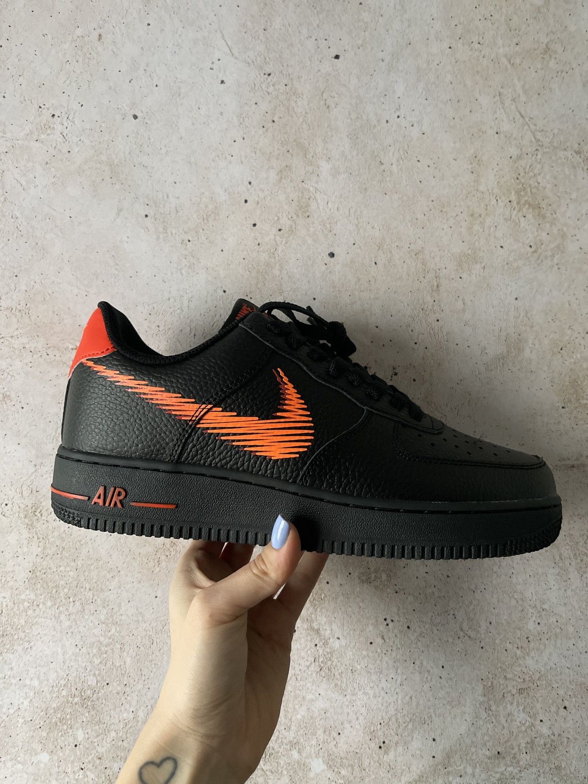 image of Hype x Nike Air Force 1 Low Zig Zag Black Orange Shoes in Black/Orange, Men's (Size 8)