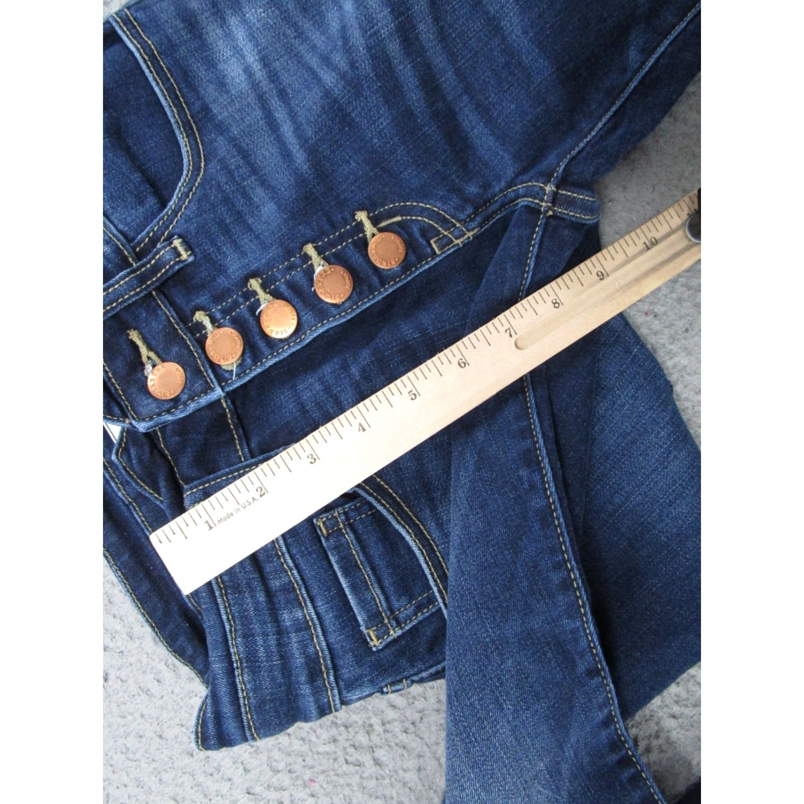 Vintage Kancan Button Fly High Rise Dark Wash Denim Jeans Womens Size 25 Blue Stretch Skinny 5-Pocket Design Size 42" / US 20 - 7 Thumbnail