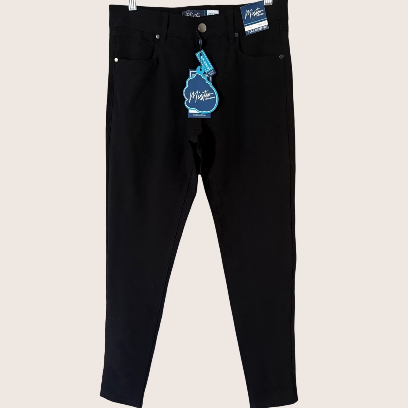 Vintage Mister Tech Slim-Fit Pants Black 29X30 4-Way Stretch Casual Men’s Pants Size US 29 - 1 Thumbnail