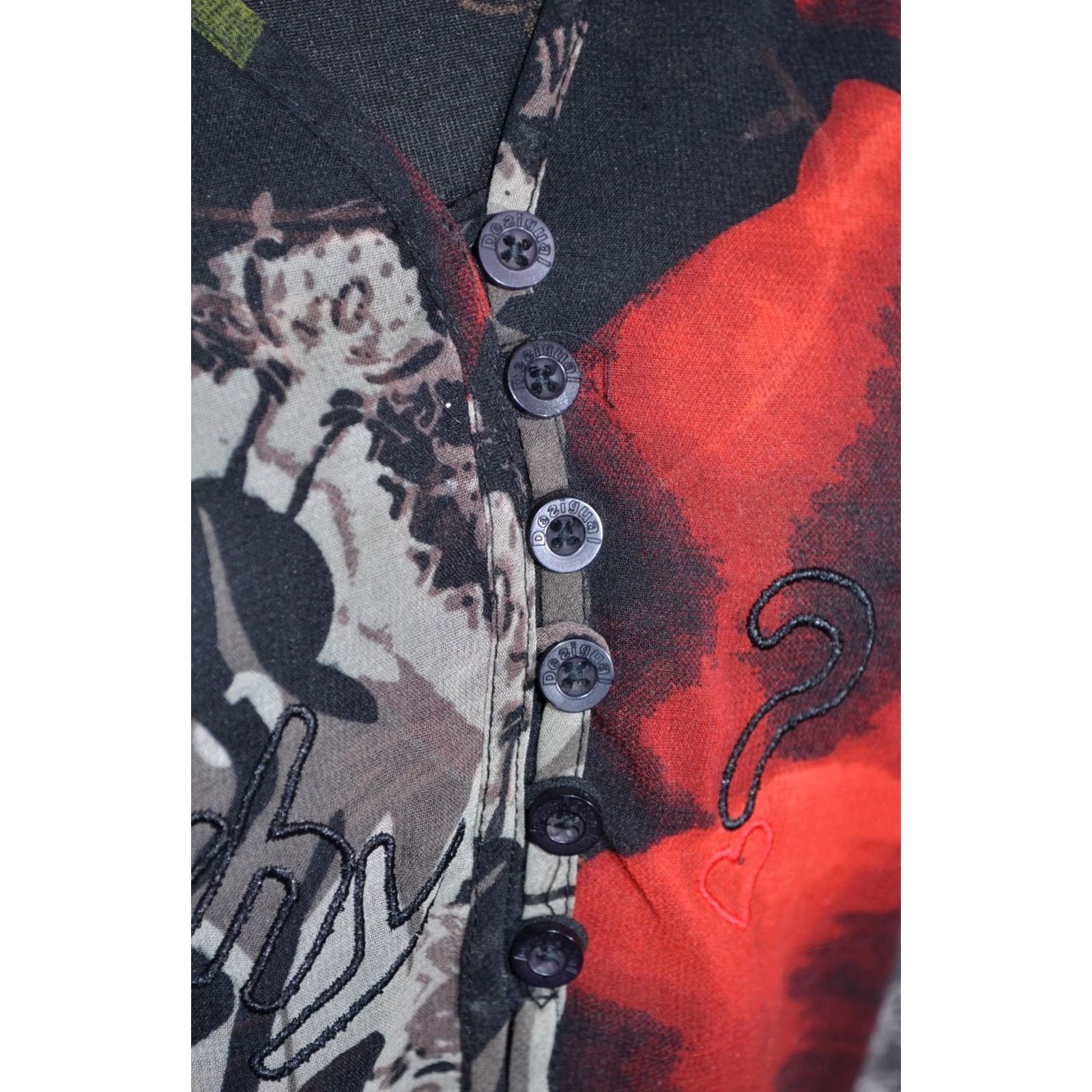 Desigual Desigual Women's Black Sheer Blouse Top Long Sleeve Flower Print Size L Size L / US 10 / IT 46 - 6 Thumbnail