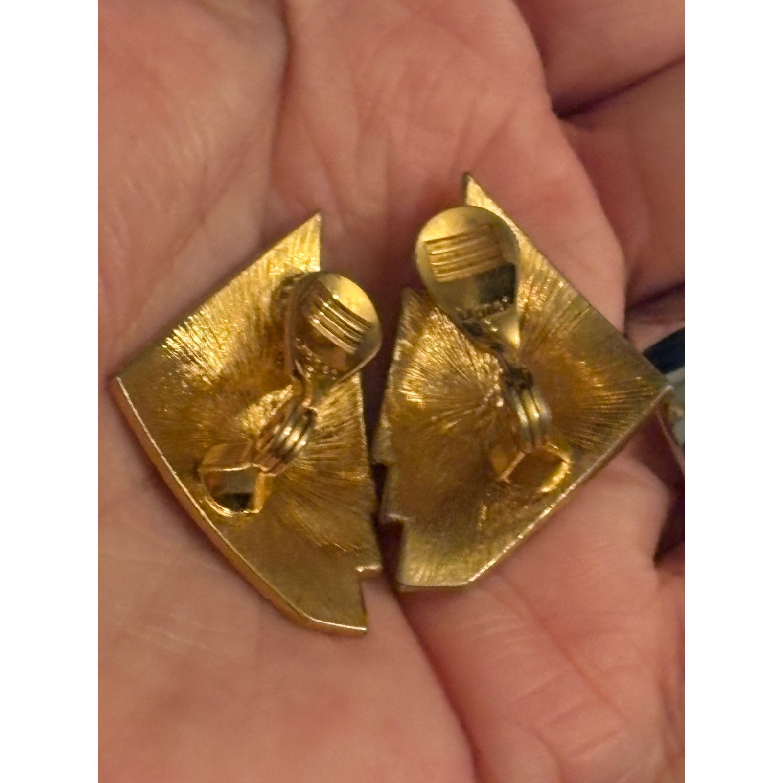 Monet Vintage Monet Gold Tone Geometric Clip On Earrings Signed Size ONE SIZE - 10 Thumbnail