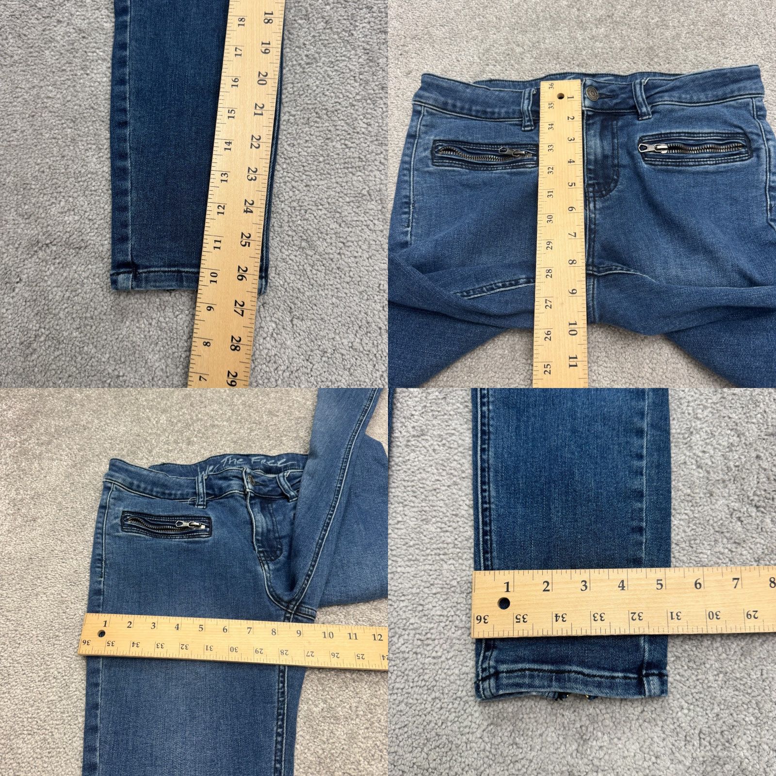 Free People Free People We The Free Moto Biker Skinny Denim Jeans Womens 29 Blue Ankle Zip Shirt? Size 29" - 9 Thumbnail