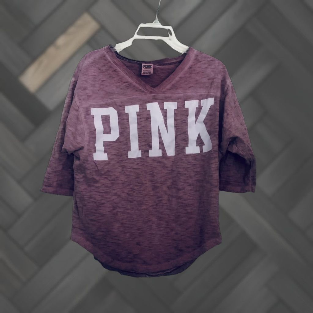 Victoria's Secret Victoria's Secret PINK Shirt Logo 3/4 Sleeve Purple Top Womens Small XS Regular Dolman Sleeve Dolman Knit 100% Cotton Logo Size XS / US 0-2 / IT 36-38 - 1 Thumbnail