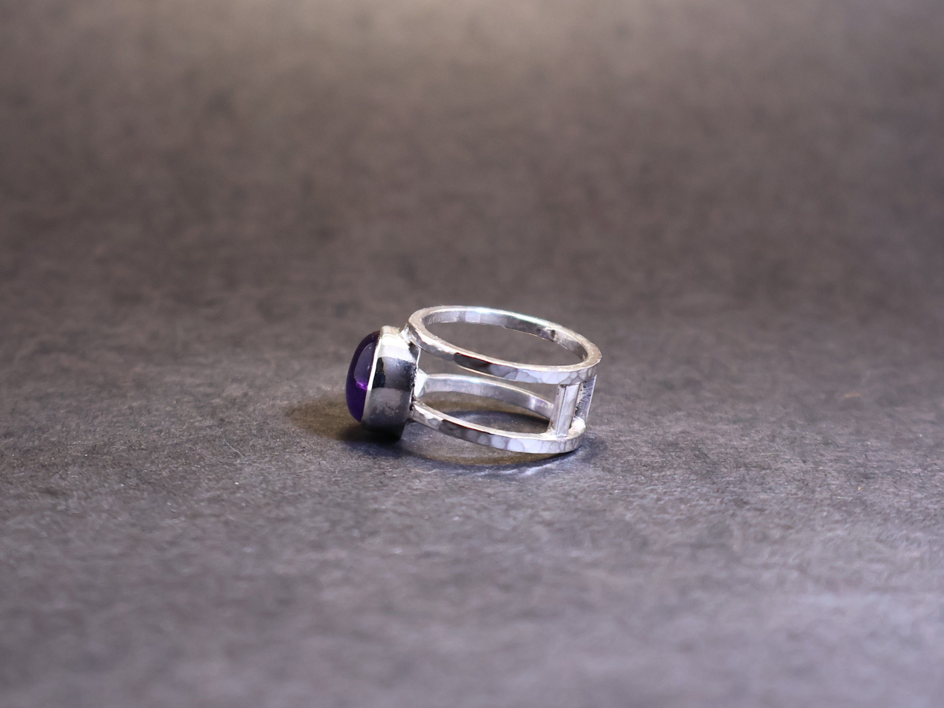 Handmade Amethyst Ring, Double Band, Sterling Silver, Purple Amethyst Size ONE SIZE - 4 Thumbnail