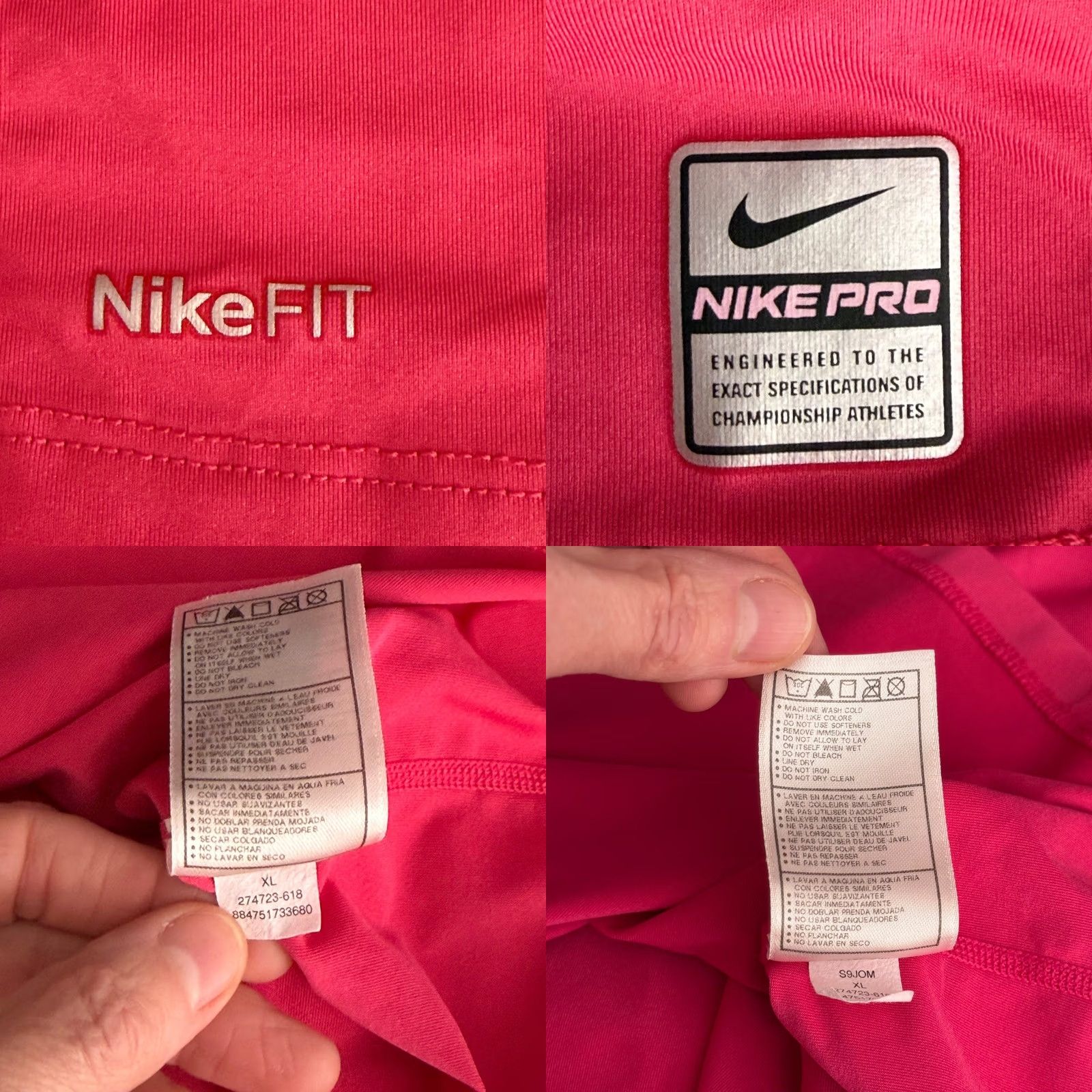 Nike Nike Pro Fitted Shirt Pink V-Neck Short Sleeve Athletic Top XL Womens Size XL / US 12-14 / IT 48-50 - 8 Thumbnail