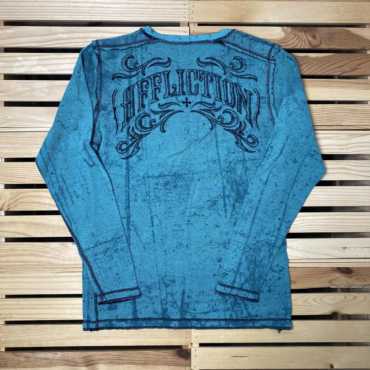 Affliction Affliction Teal Y2K Reversible Thermal MMA Tee Size Large Size US L / EU 52-54 / 3 - 2 Thumbnail