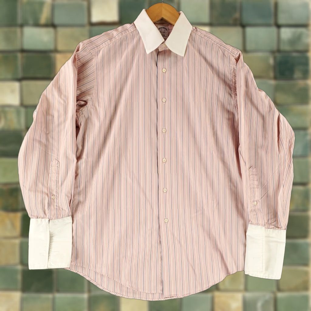 Brooks Brothers VINTAGE Brooks Brothers Shirt Button Up Pink Mens M 15.5-33 French Cuff 80s 90s Mens Size US M / EU 48-50 / 2 - 1 Thumbnail