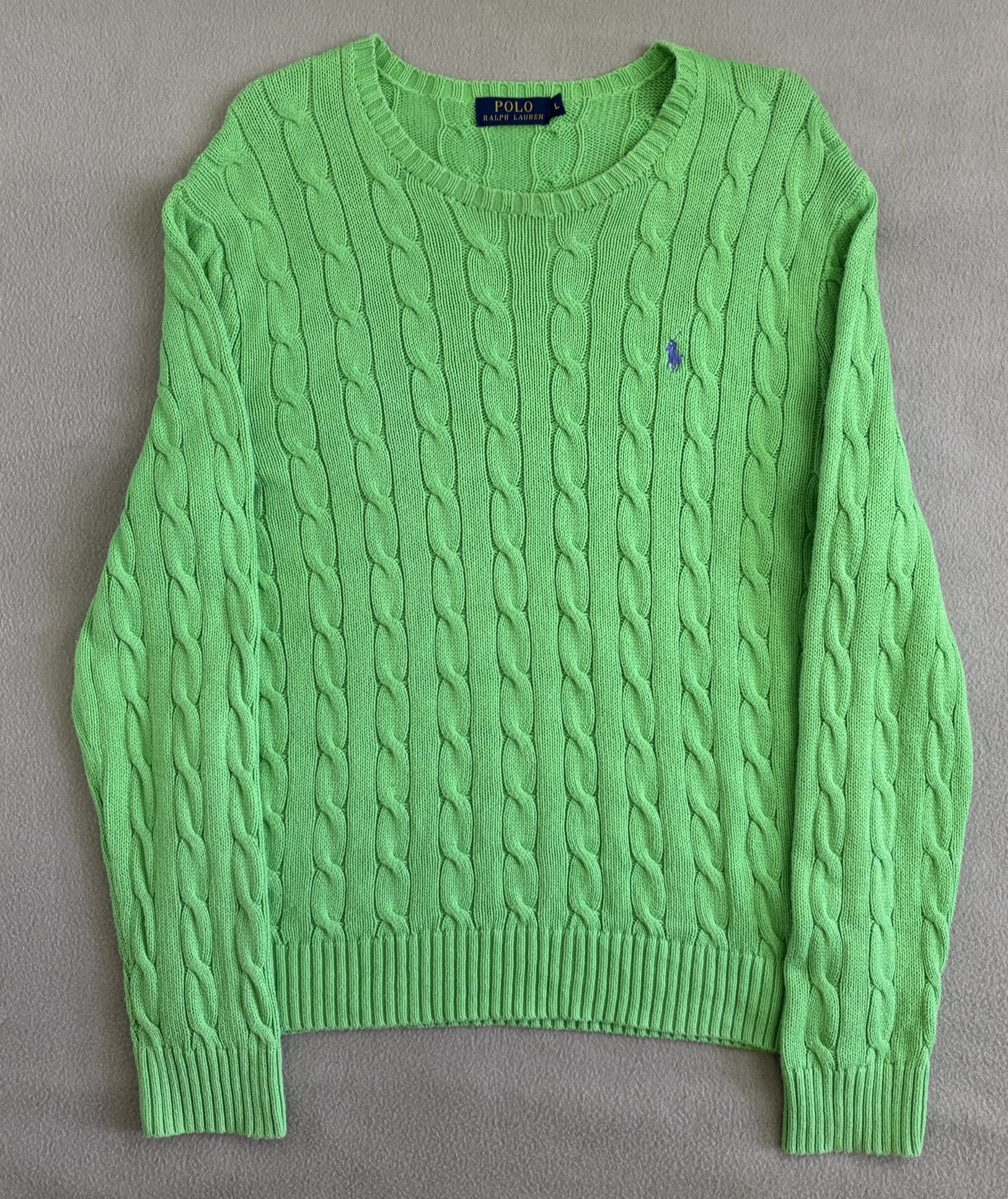 Polo Ralph Lauren Polo Ralph Lauren Cable Knit Green Sweater Large Size L / US 10 / IT 46 - 3 Thumbnail