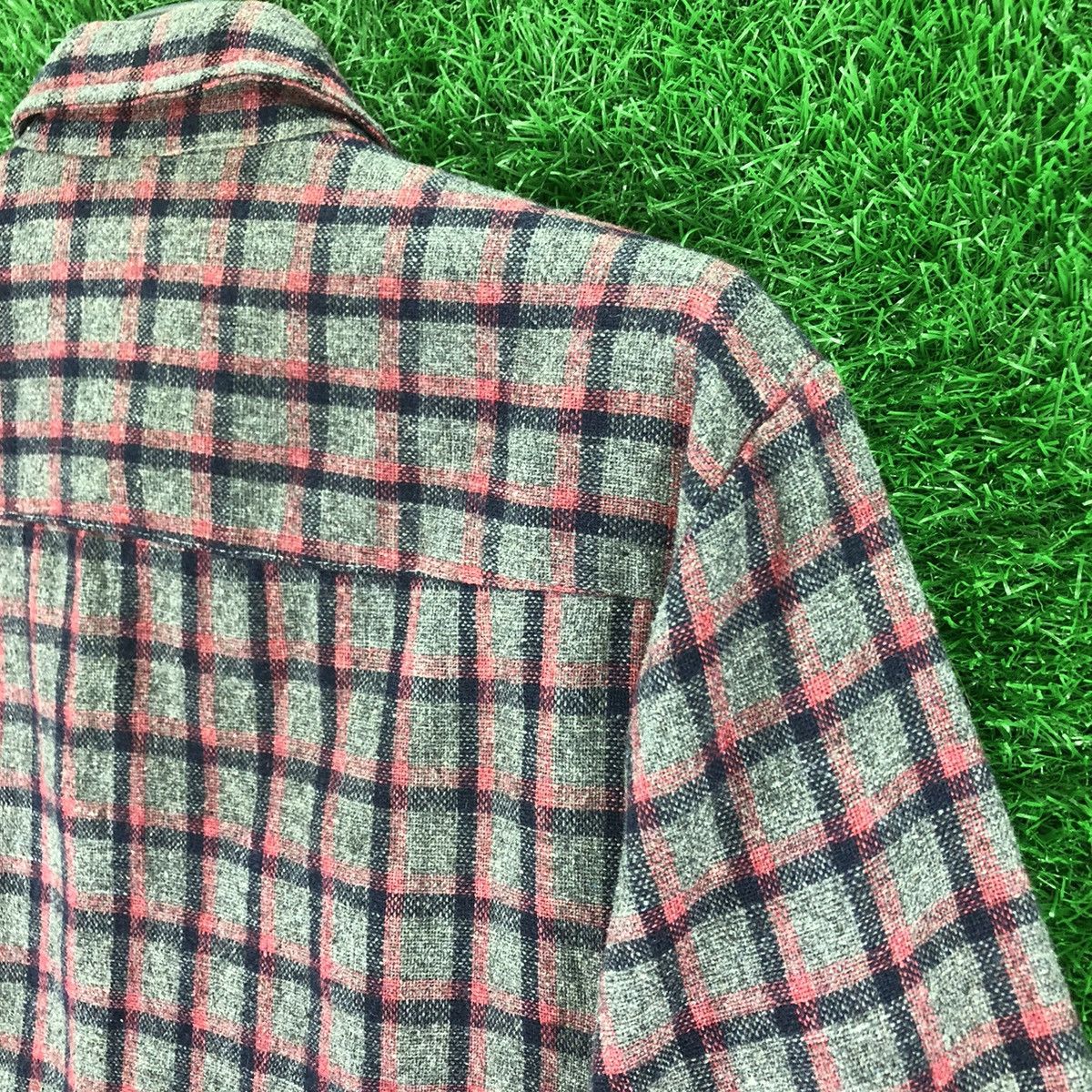 Flannel Vintage 80's Wool Flannel Checkered Double Pocket by Bazz Size US S / EU 44-46 / 1 - 5 Thumbnail