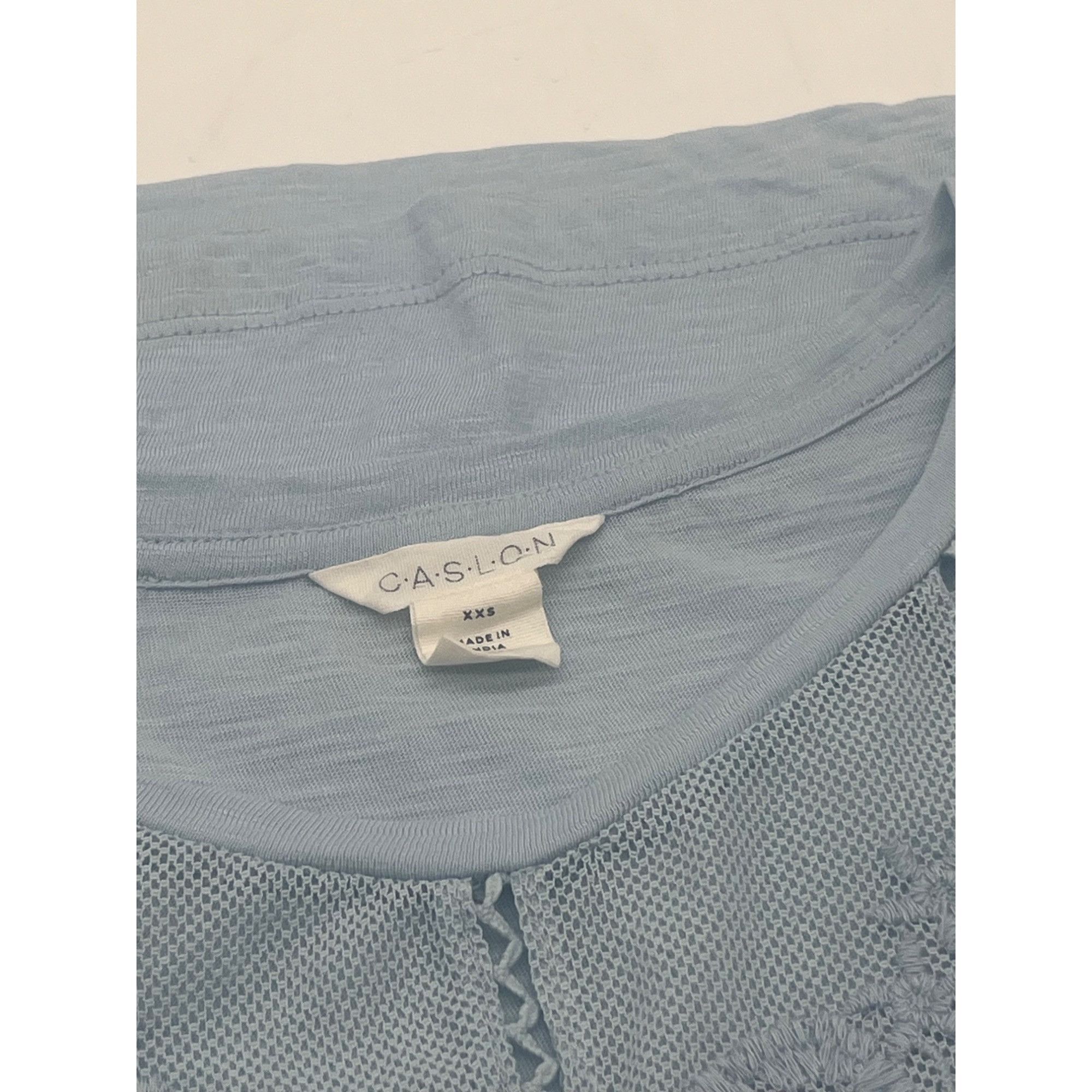 Other Caslon Embroidered Yoke Tee in Blue Falls, Sz. XXS Size XXS / US 00 / IT 34 - 8 Thumbnail