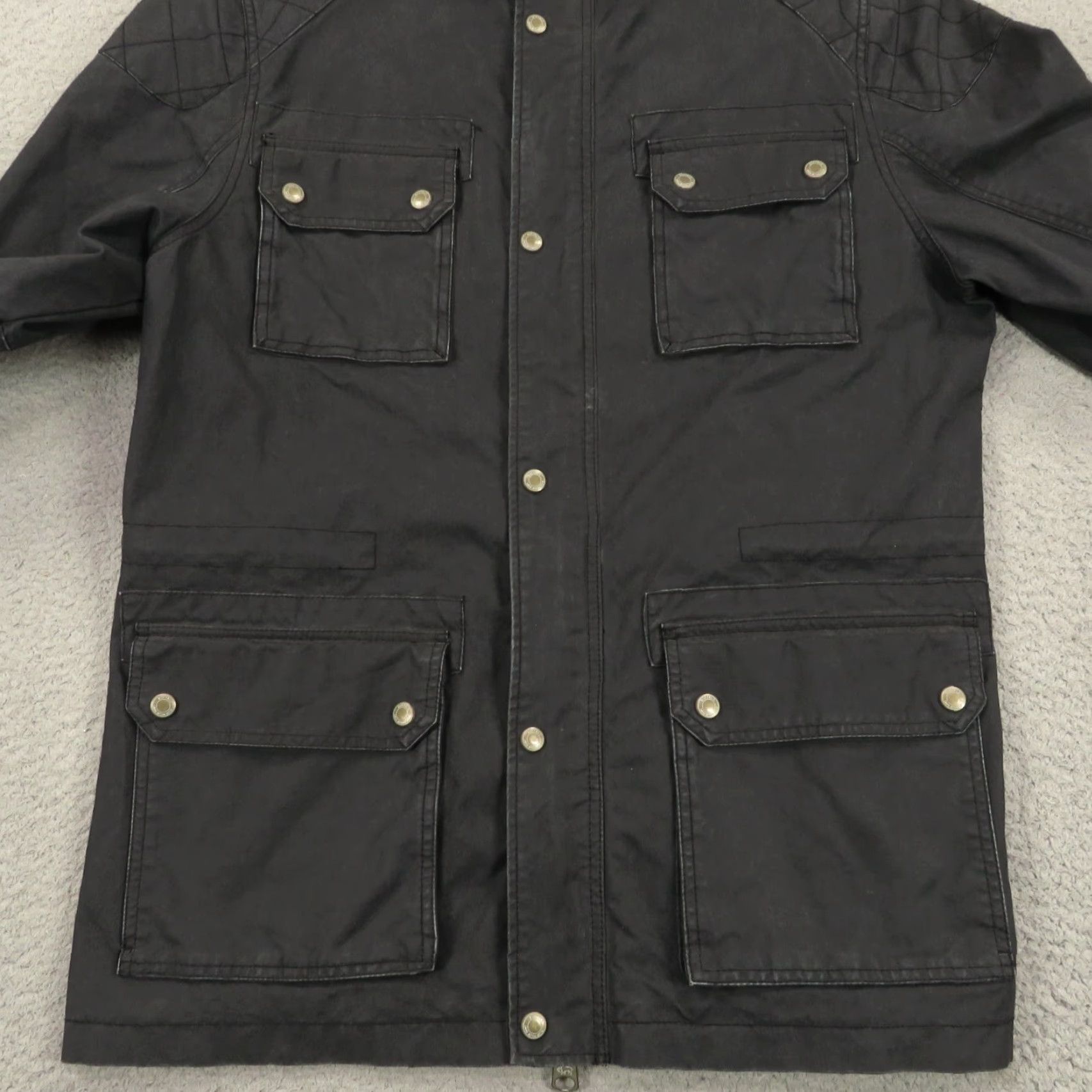 Buffalo by David Bitton Mens Field Jacket XL Black Military Chore Plaid Lined Corduroy Collar Buffalo