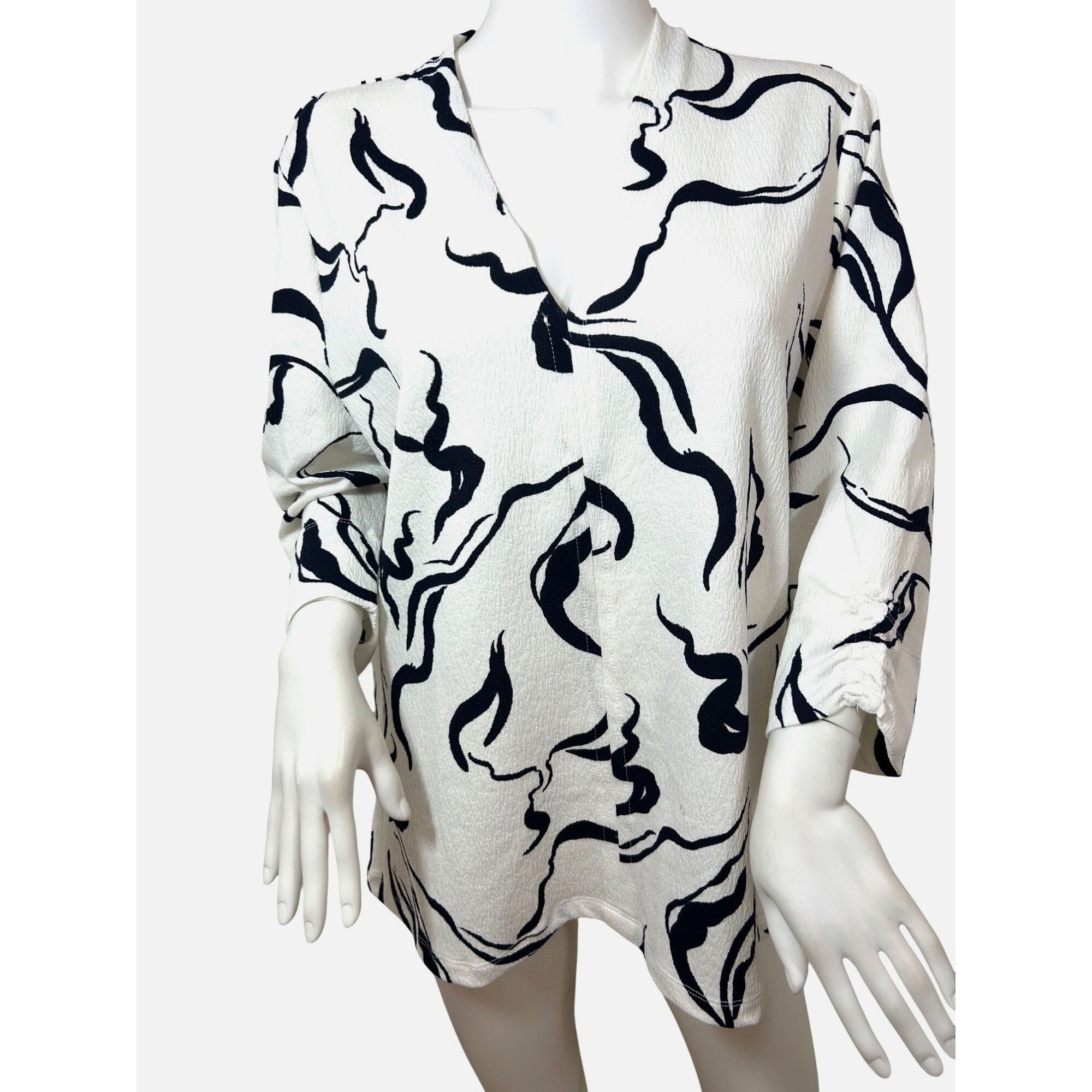 Other FDJ French Dressing Jeans Tunic Top XL White Navy Abstract P Size XL / US 12-14 / IT 48-50 - 1 Thumbnail