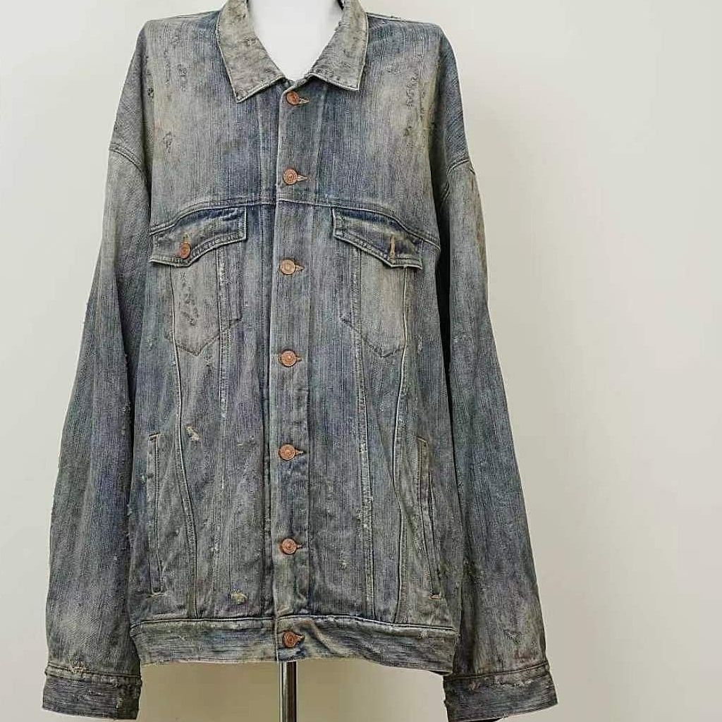 Balenciaga Balenciaga Distressed Denim Jacket Size S Size US S / EU 44-46 / 1 - 1 Thumbnail