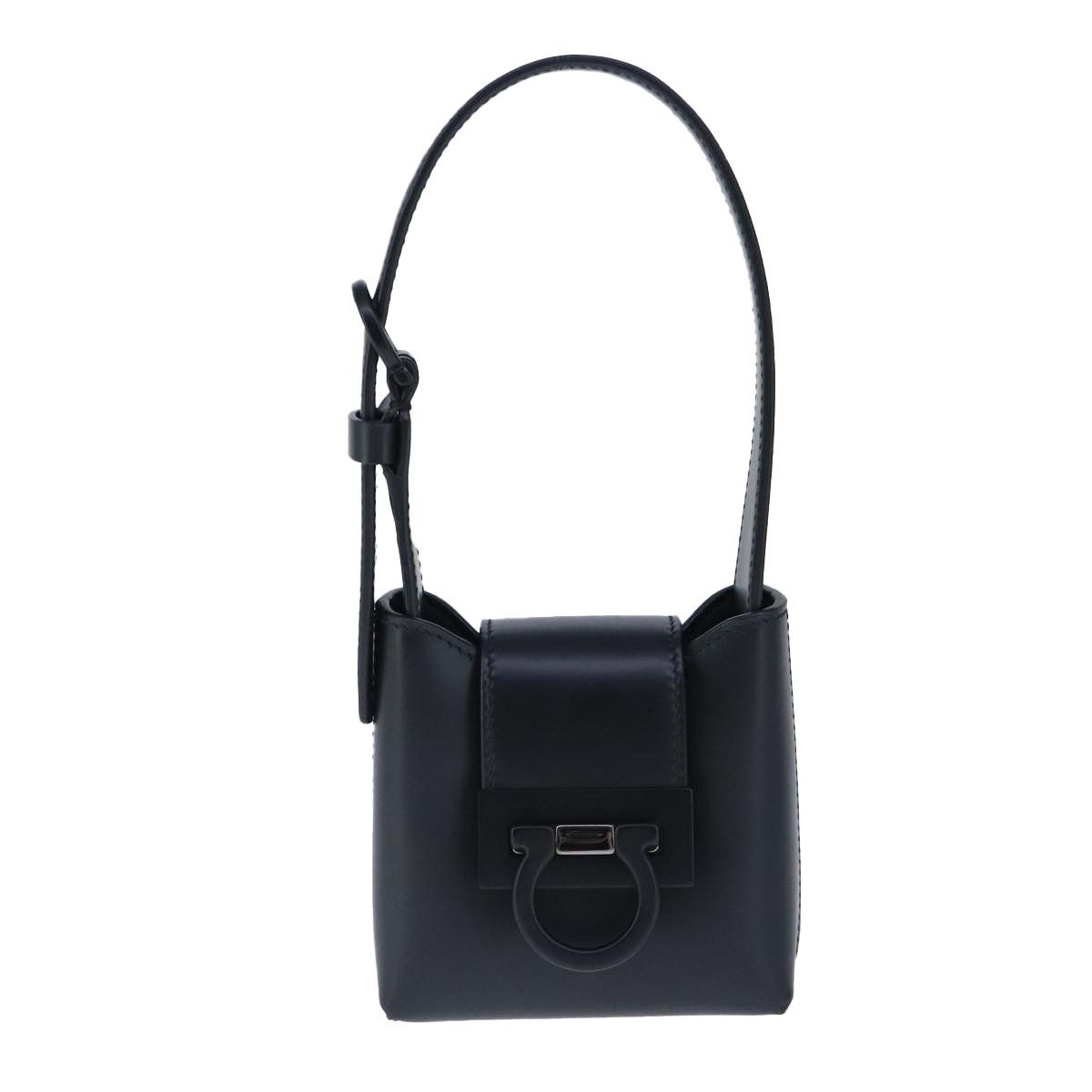 Salvatore Ferragamo Gancini Black Leather Handbag (Pre-Owned) Size ONE SIZE - 1 Thumbnail