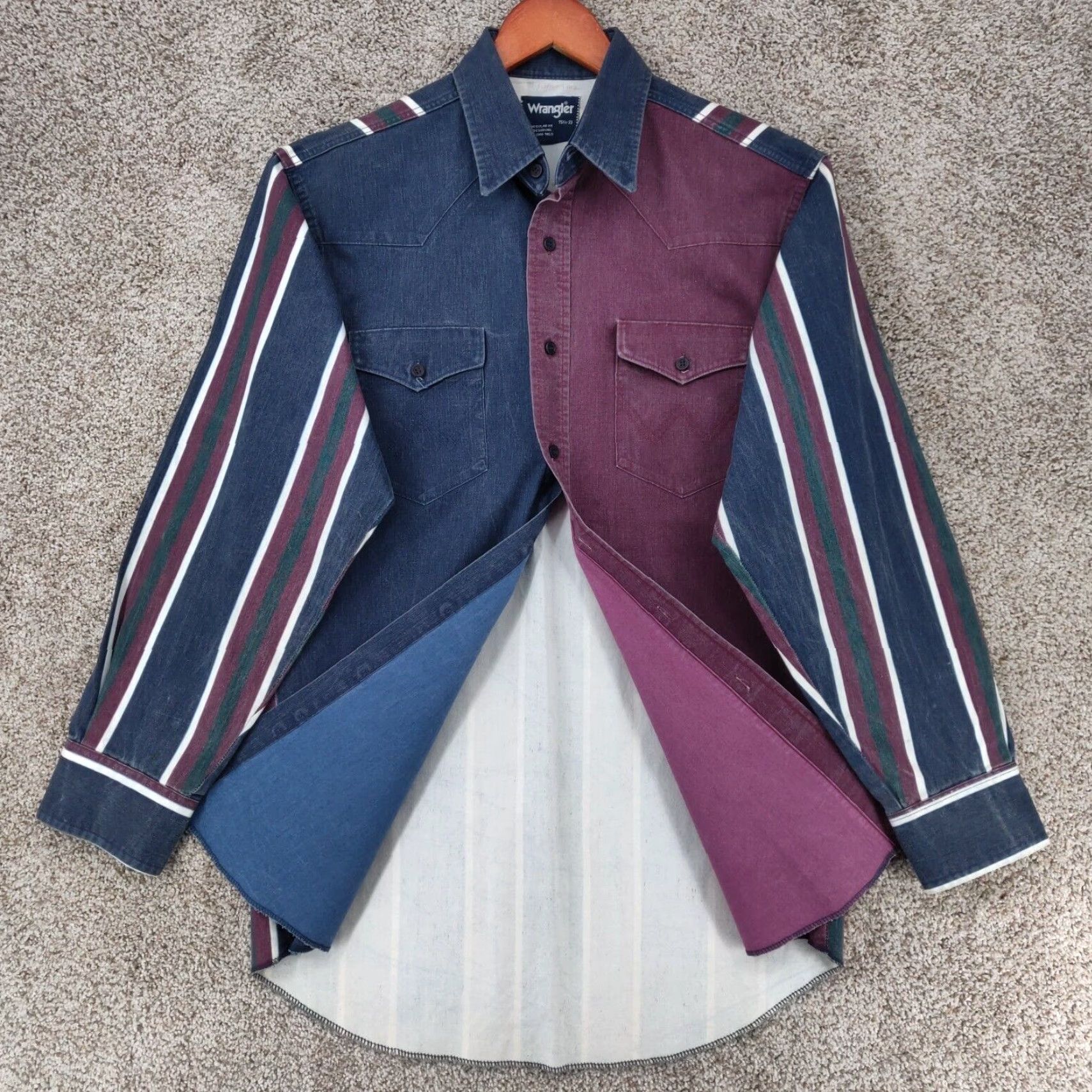 VINTAGE Wrangler Denim Shirt Mens Casual Western Cowboy 90s