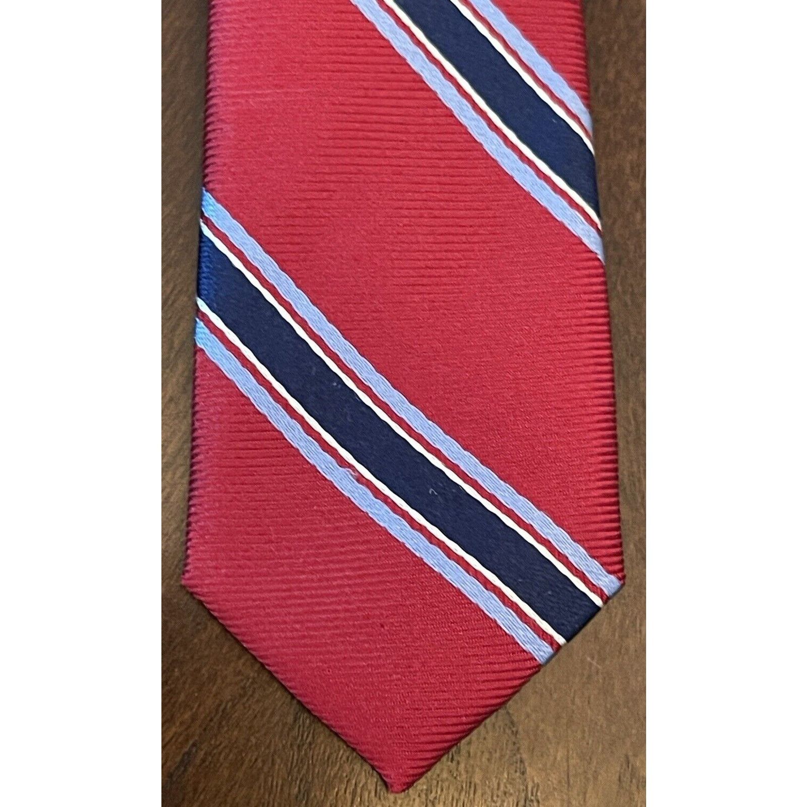 Bass Bass Red Blue 100% Silk Men’s Neck Tie Made In China Size ONE SIZE - 6 Thumbnail