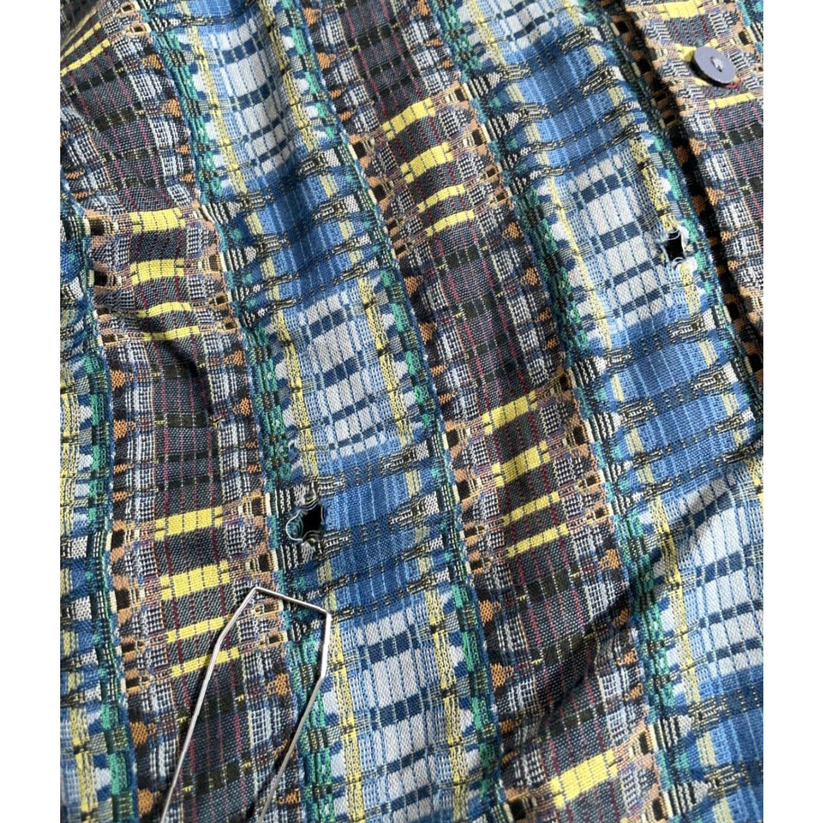 Vintage Jhane Barnes Shirt Men's XL Blue Yellow Hypnotic Check Plaid Pattern (flaws) Button-Up Long Sleeve Collared Cotton Vintage No Size US XL / EU 56 / 4 - 4 Thumbnail