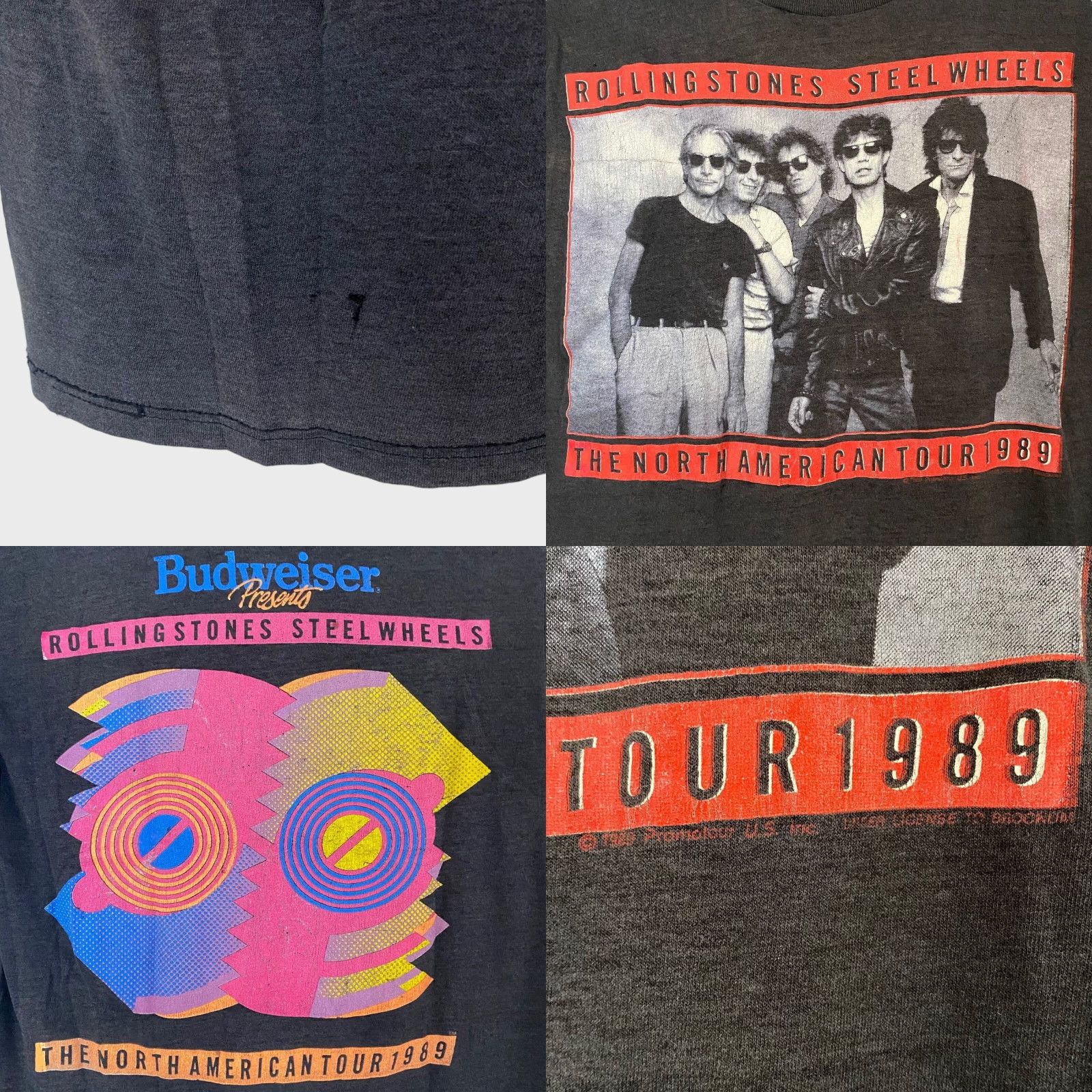 Vintage VINTAGE Rolling Stones T-Shirt 1989 Steel Wheels Tour Music Band Mens Large Black Graphic Tee Retro 80s Concert Size US L / EU 52-54 / 3 - 8 Thumbnail