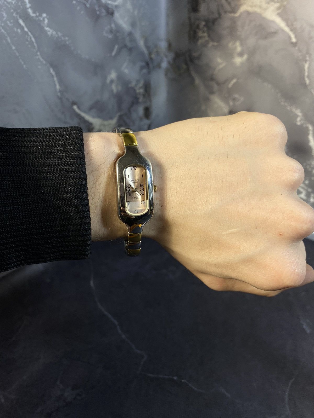 Jewelry x Vintage Two-Tone Rectangular Watch in Gold, Men's
