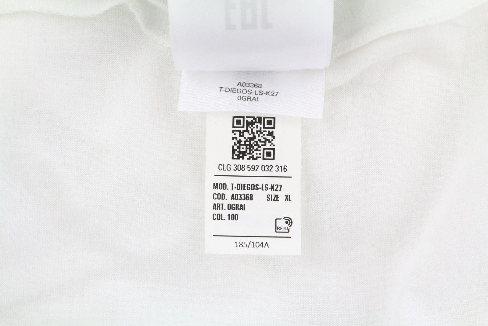 Diesel T-DIEGOS-LS-K27 XL White Cotton Tricot T-Shirt 40993 Size US XL / EU 56 / 4 - 10 Thumbnail
