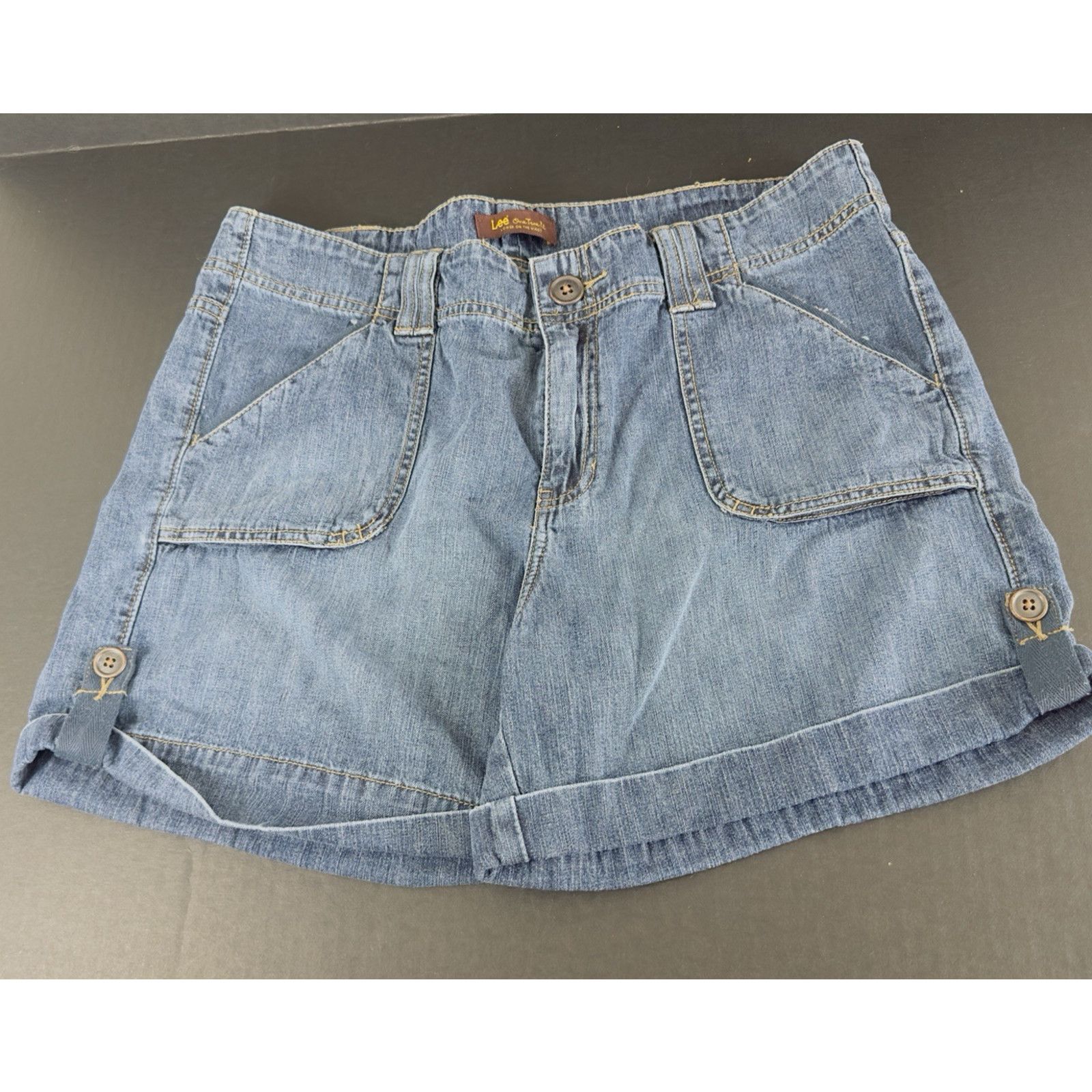 Lee Lee One True Fit Denim Jean Shorts 16M Blue Cuffed Mom VTG Size 38" / US 16 / IT 52 - 1 Thumbnail