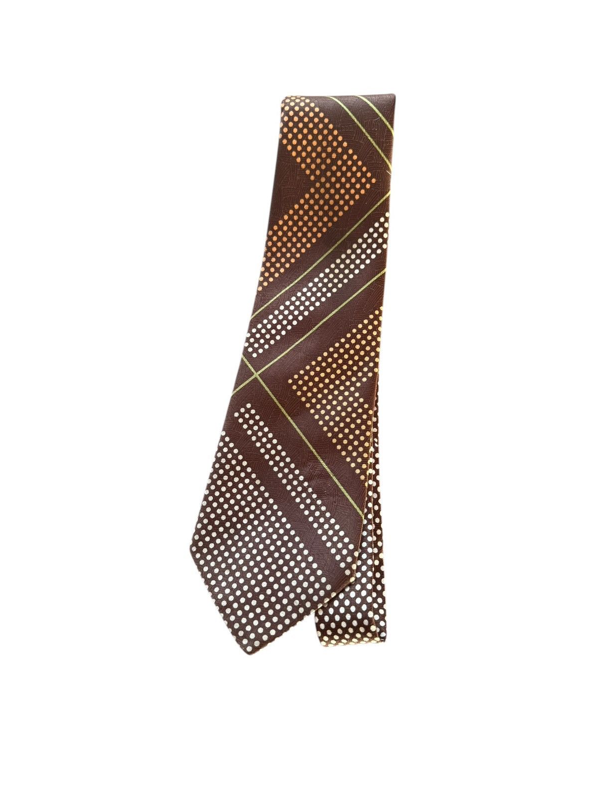 Other Vintage Brown Textured Pattern Silk Tie Size ONE SIZE - 2 Thumbnail