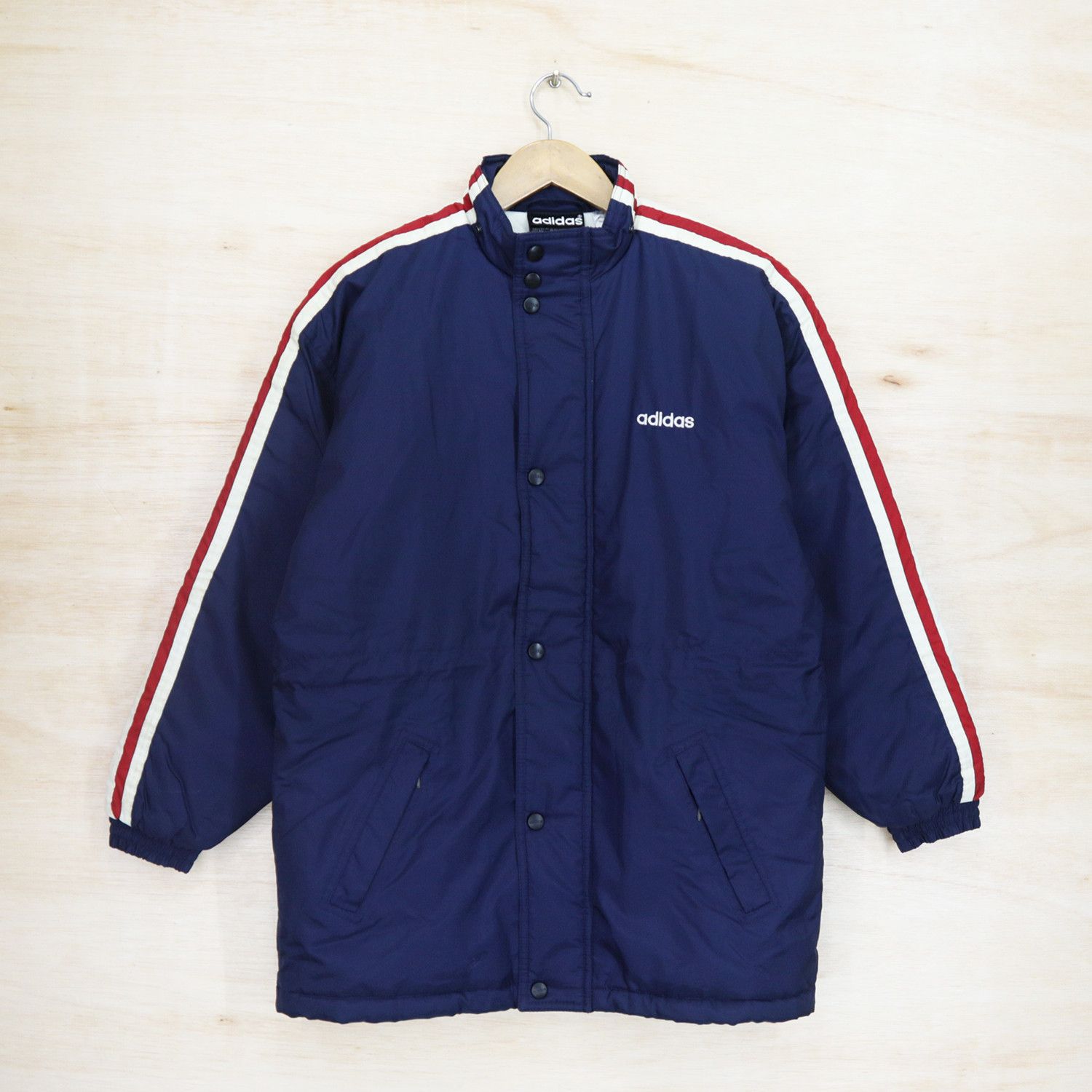 ADIDAS Mini Logo Embroidered Bomber Windbreaker Parka Jacket