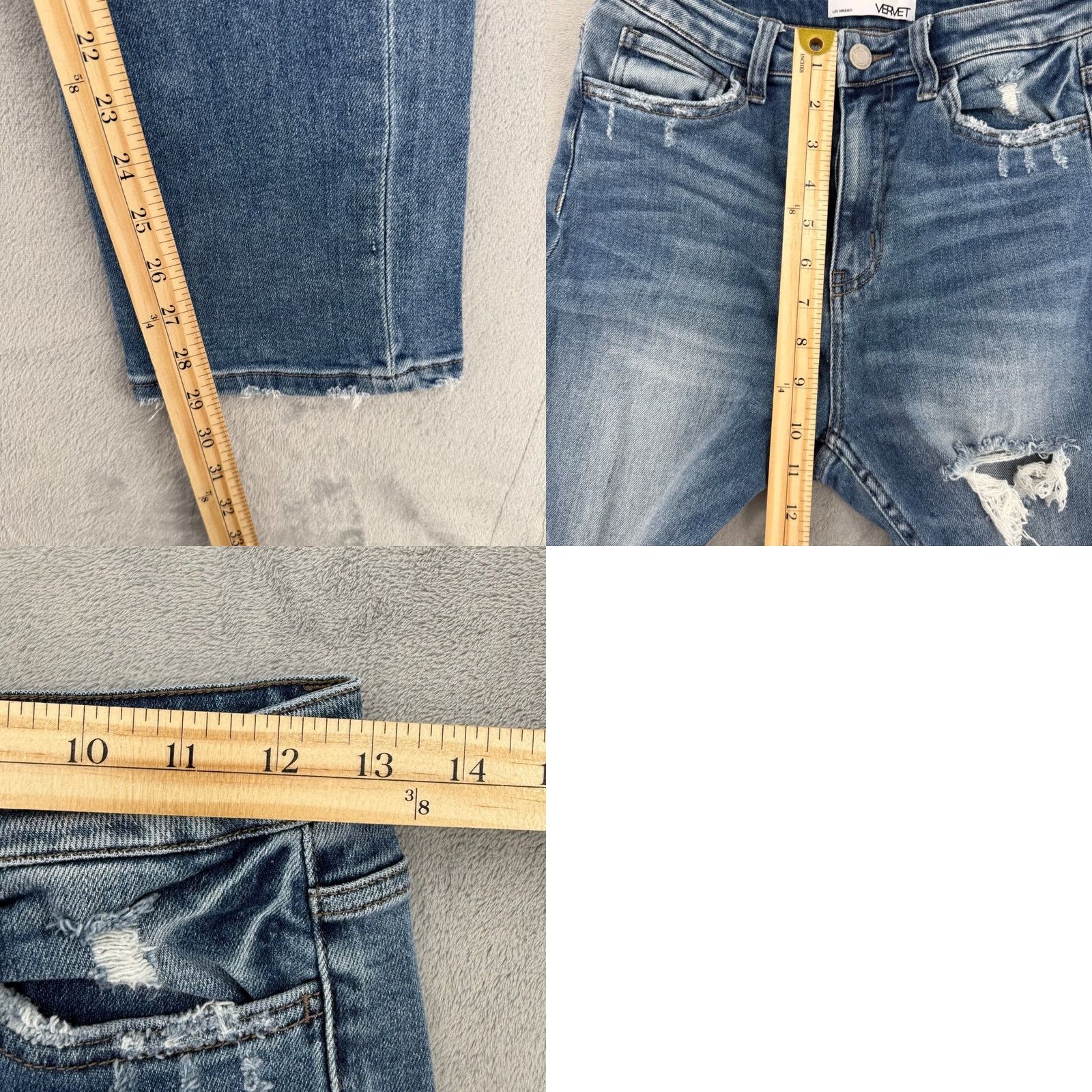 Vintage Vervet Jeans Blue Women's 26 Distressed High Rise Skinny 5-Pocket Denim Side Zipper Button Size 26" / US 2 / IT 38 - 9 Thumbnail