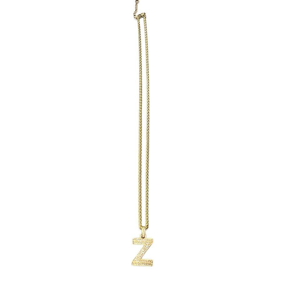 Other Keystyle Z Initial Zirconium Gold Tone Bling Necklace Adjust Size ONE SIZE - 2 Thumbnail