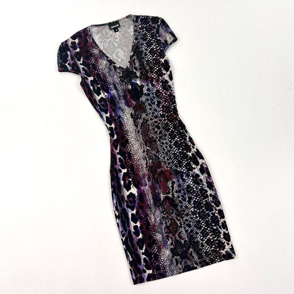 Cavalli animal print short sleeve bodycon dress
