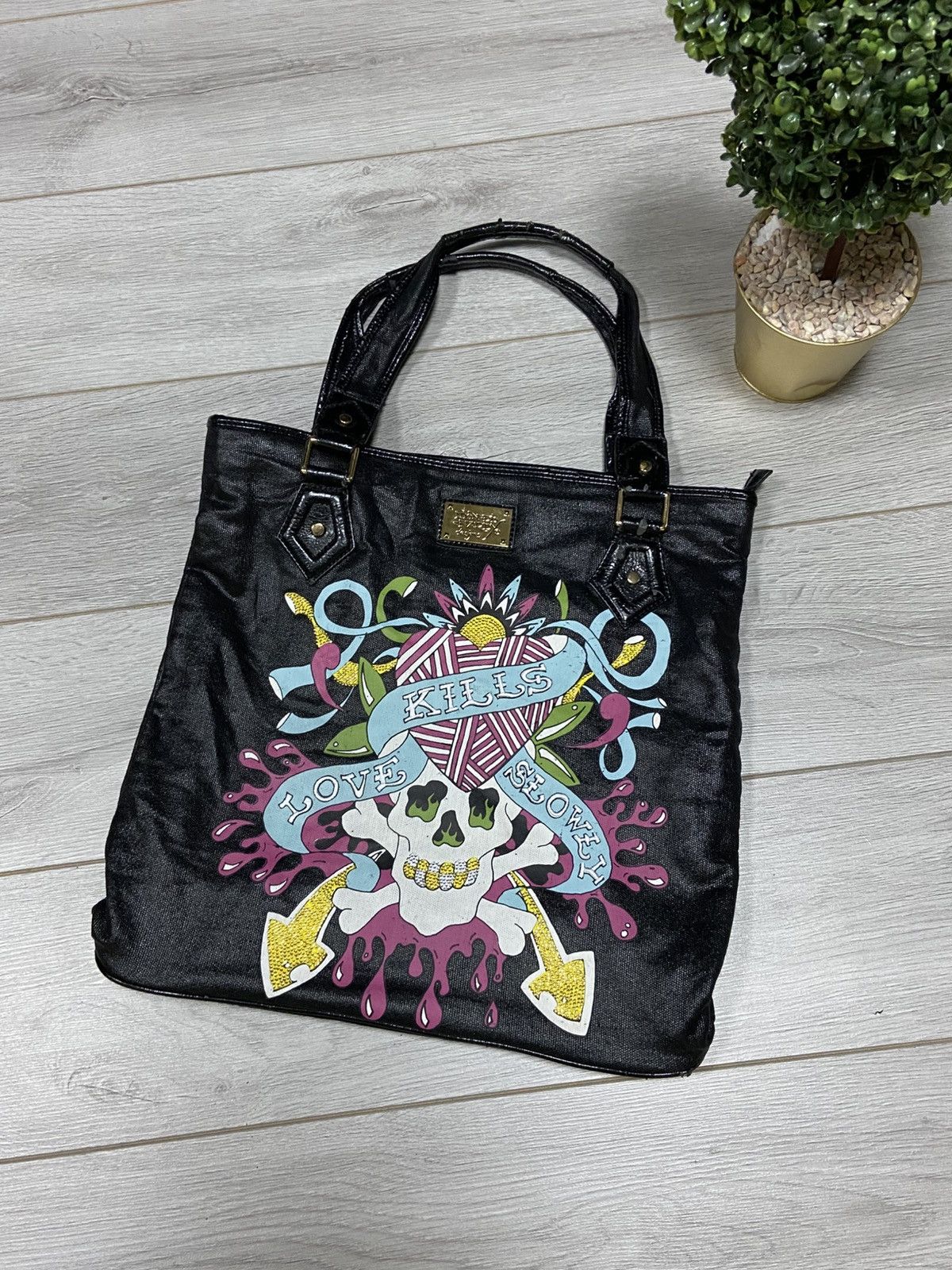Ed Hardy Ed Hardy swallow love kills slowly tote bag Size ONE SIZE - 2 Thumbnail