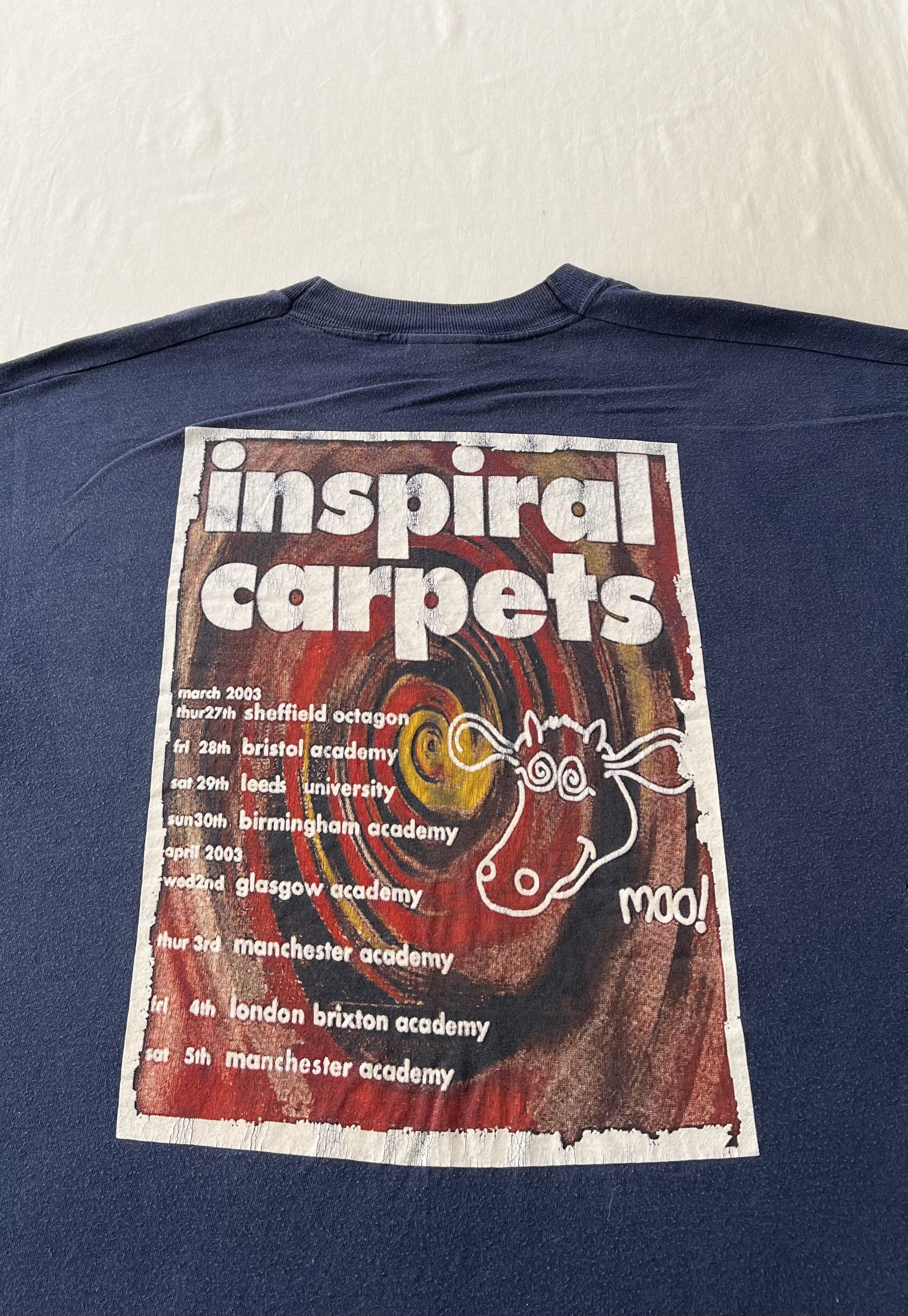 Band Tees Vintage 2003 Inspiral Carpets Moo! Cow Navy Long Sleeve Size US XL / EU 56 / 4 - 17 Thumbnail