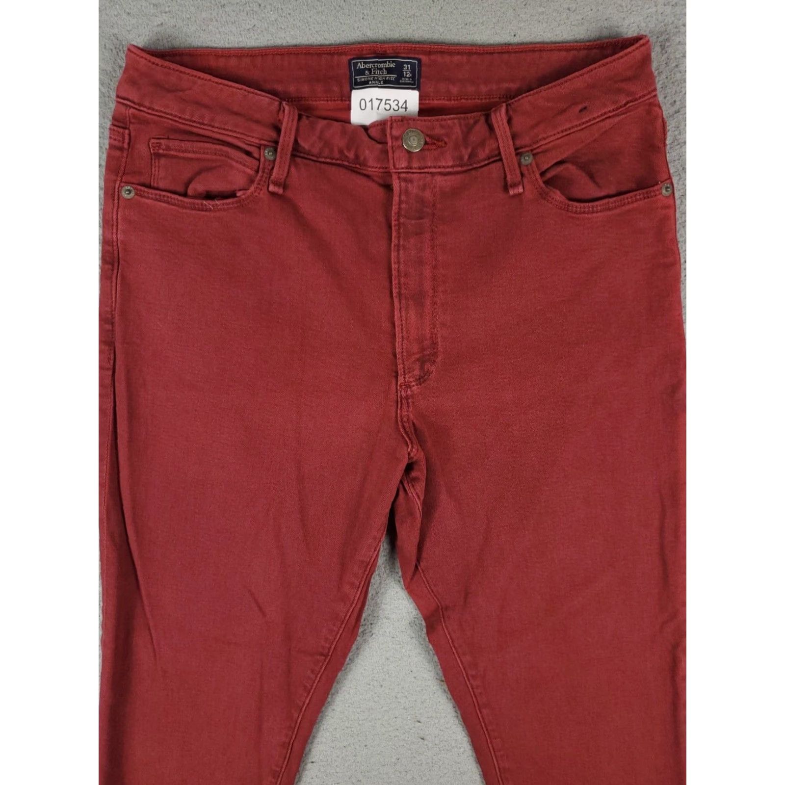 Abercrombie & Fitch Abercrombie & Fitch Jeans Mens Size 31x26 Red Straight Leg Cotton Denim Pants Mens Size US 31 - 2 Thumbnail
