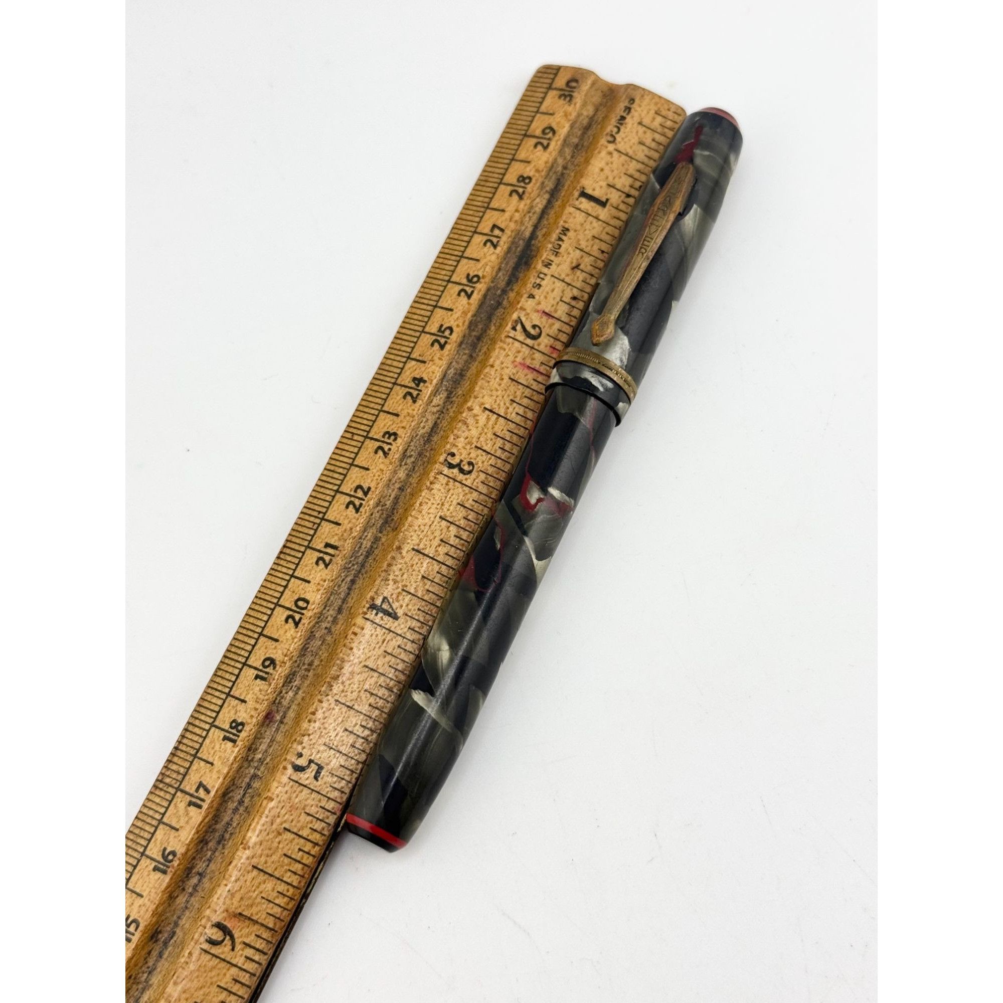 Vintage Vintage Used Wearever Supreme Fountain Pen Red Onyx Marble D Size ONE SIZE - 7 Thumbnail