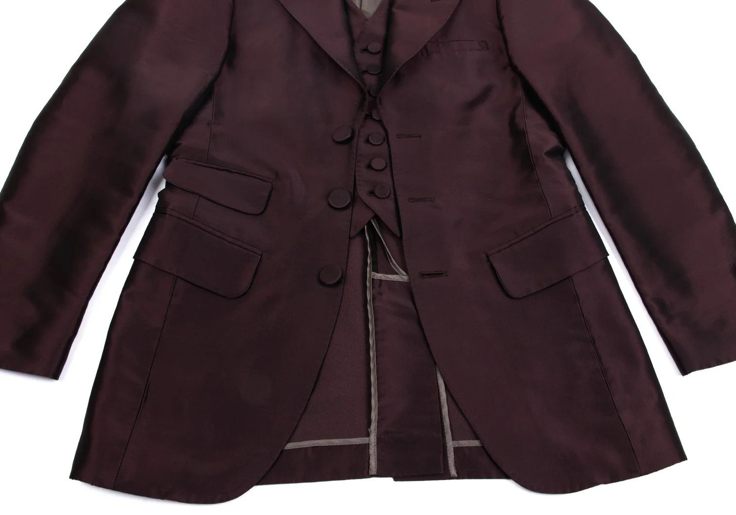 Jean Paul Gaultier Glossy Peak Lapel Jacket in Wine, Size 48 Size US M / EU 48-50 / 2 - 8 Thumbnail