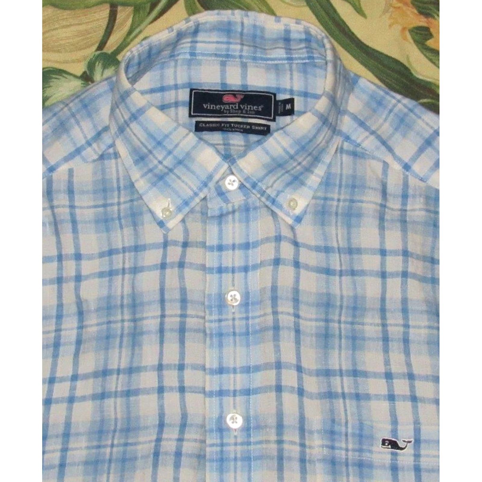 Vineyard Vines VINTAGE Mens VINEYARD VINES Blue Plaid Longsleeve Button-Down Linen Tucker Shirt Medium Size US M / EU 48-50 / 2 - 2 Thumbnail