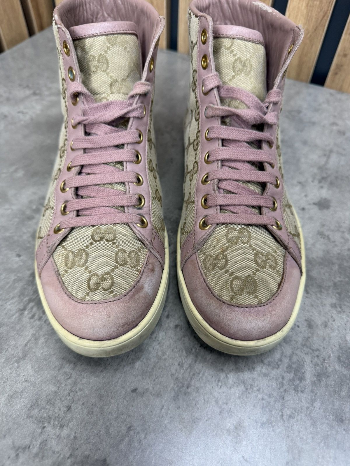 Gucci Gucci GG Monogram High Top Sneakers Pink Canvas Women Size US 8 / IT 38 - 7 Thumbnail