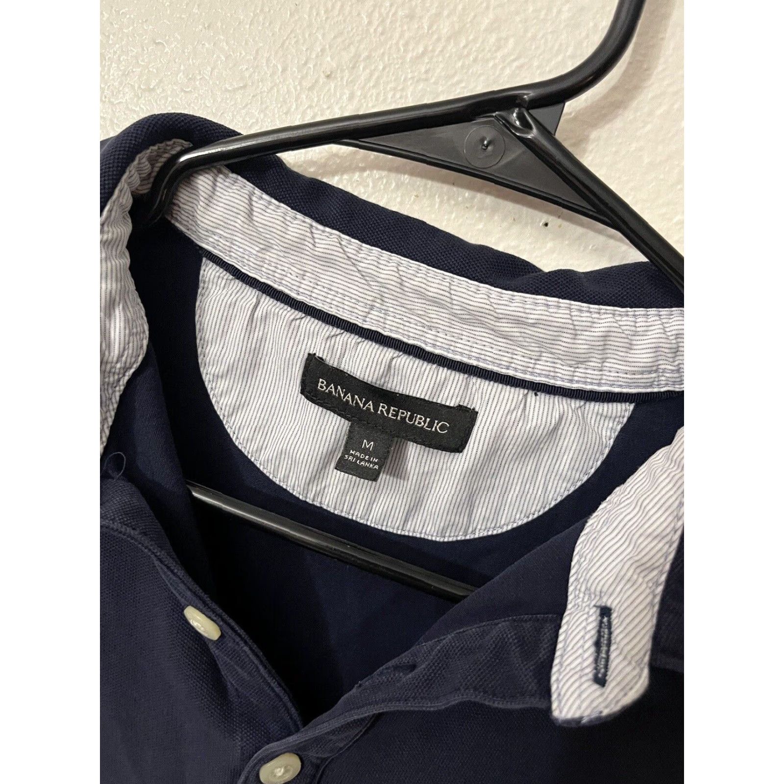 Banana Republic Banana Republic Polo Shirt Mens Medium Navy Blue Herringbone Stretch Slim Fit Short Sleeve Size US M / EU 48-50 / 2 - 3 Thumbnail