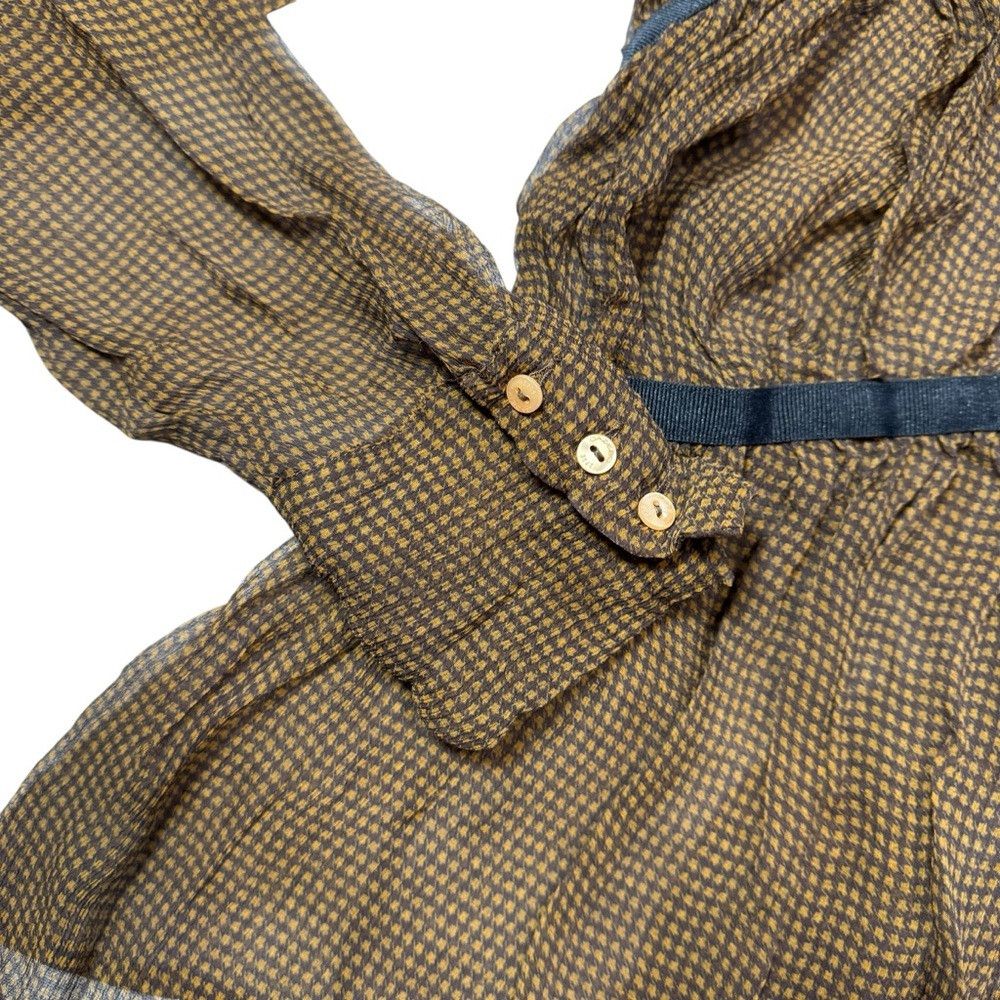Other Ipse Gazebo Silk Long Sleeve Gingham Print Brown Blouse Mad Size S / US 4 / IT 40 - 9 Thumbnail