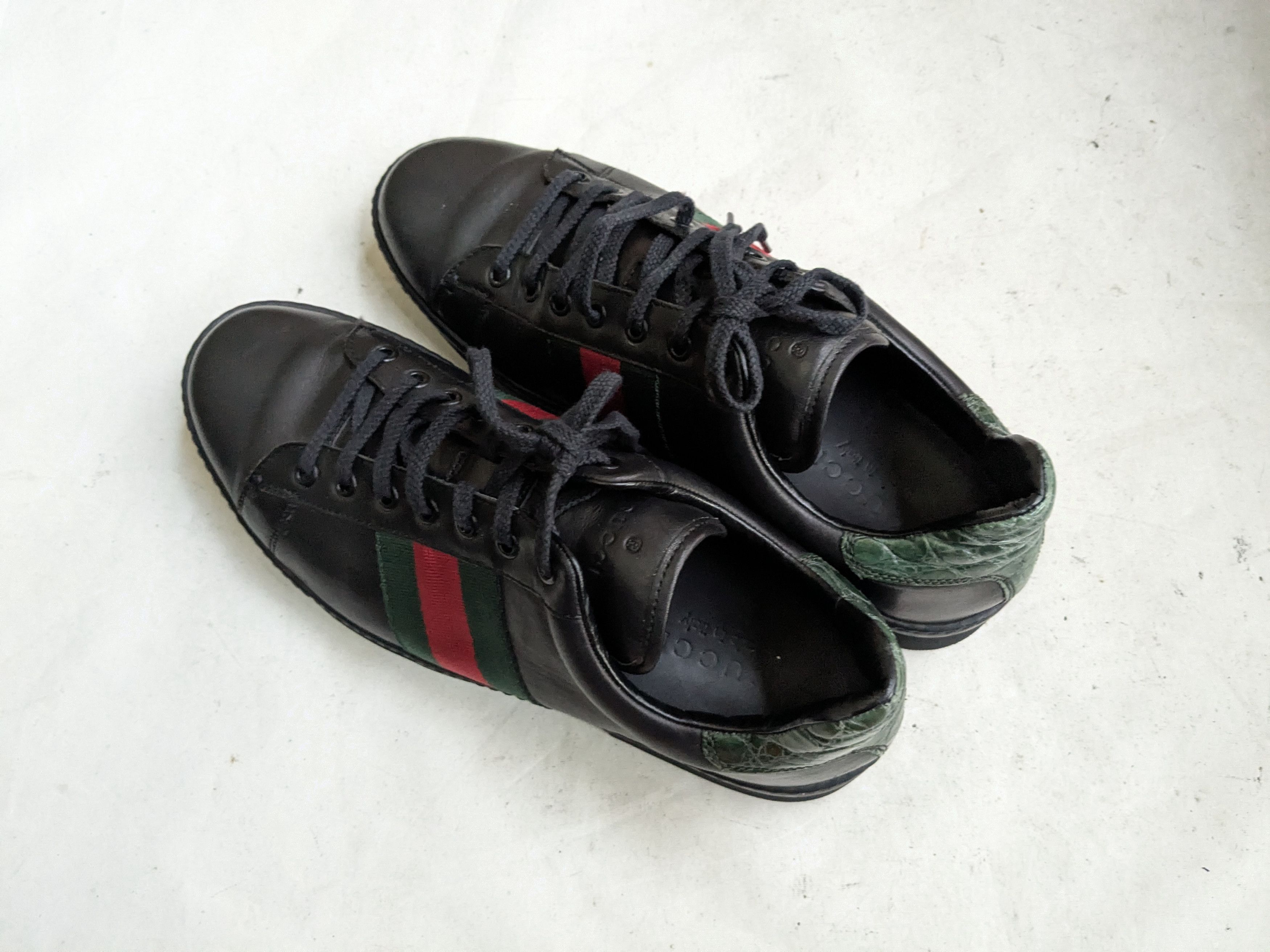 Gucci Gucci Ace Sneakers 9 Black Leather Low Tops Size US 9 / EU 42 - 12 Thumbnail