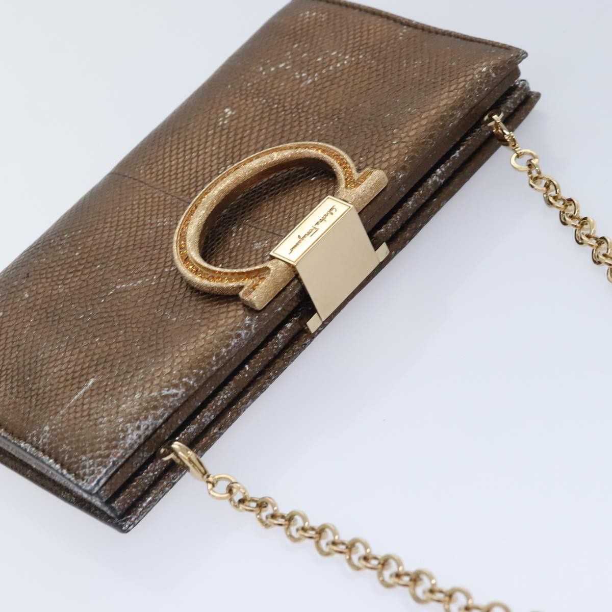 Salvatore Ferragamo Salvatore Ferragamo Gancini Chain Shoulder Bag Leather Brown Size ONE SIZE - 6 Thumbnail