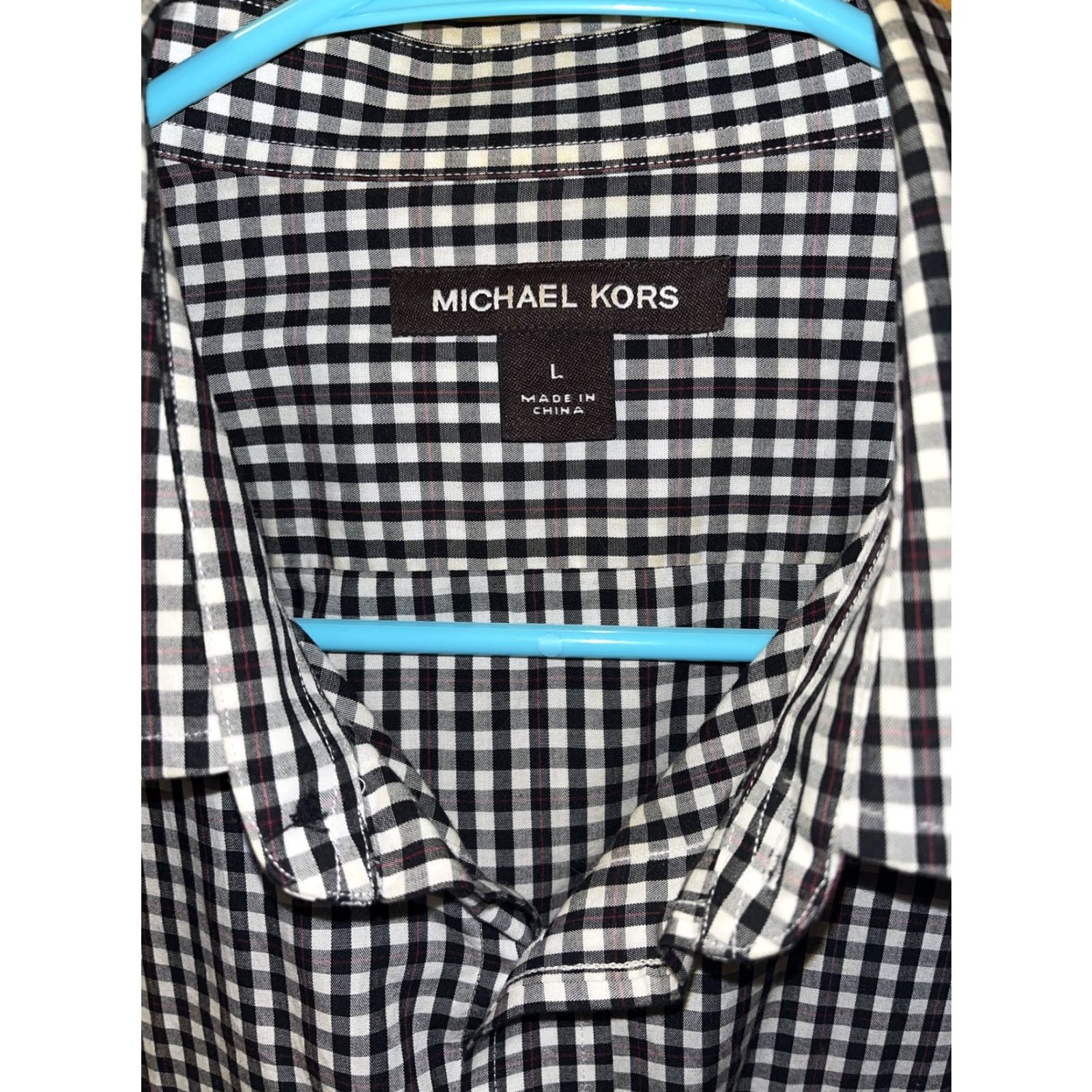 Michael Kors Michael Kors Long Sleeve Button-Down Shirt Men Large Black White Red Plaid Cotton Christmas Classic Size US L / EU 52-54 / 3 - 2 Thumbnail